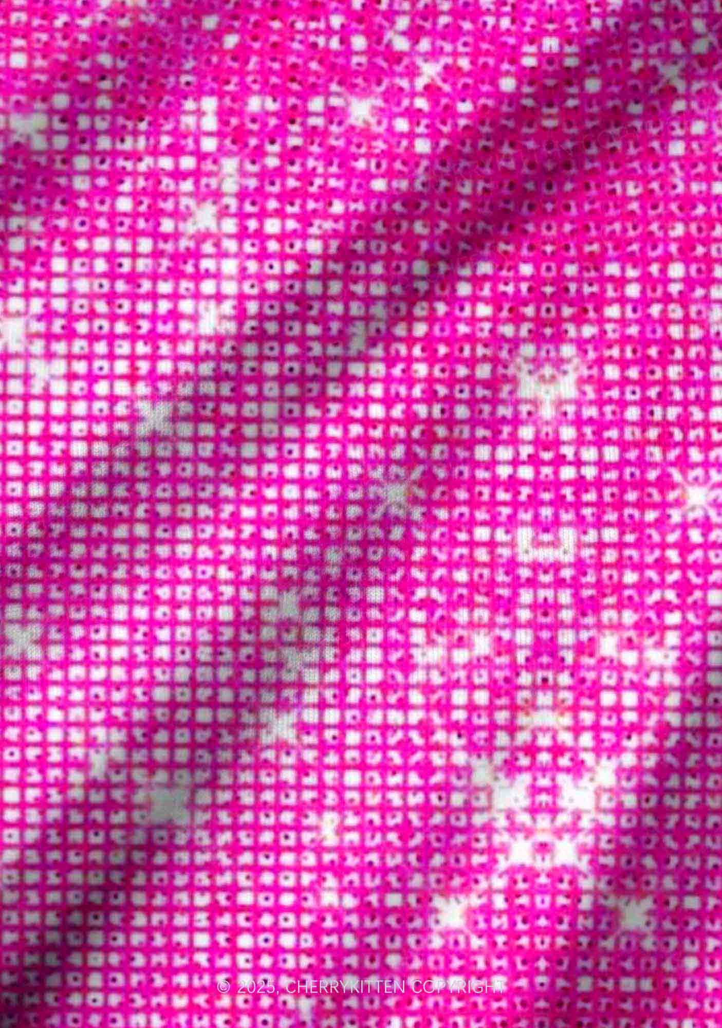 Shiny Pink Y2K Print Long Sleeve Pajama Set Cherrykitten - Image 6