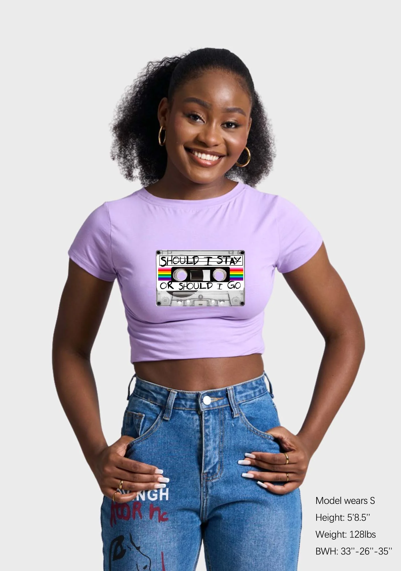 Should I Stay Or Should I Go Y2K Baby Tee - Image 2