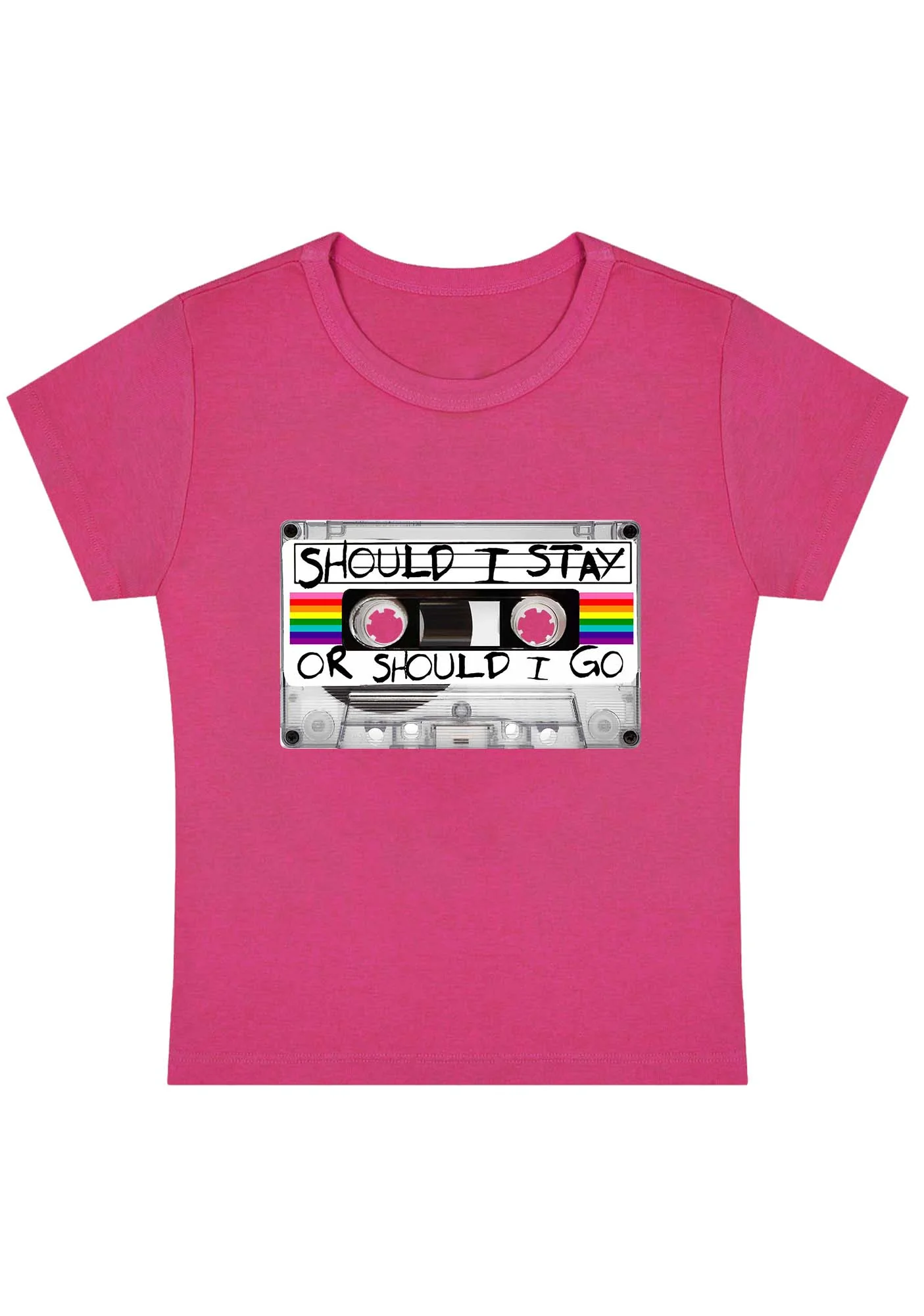 Should I Stay Or Should I Go Y2K Baby Tee - Image 5