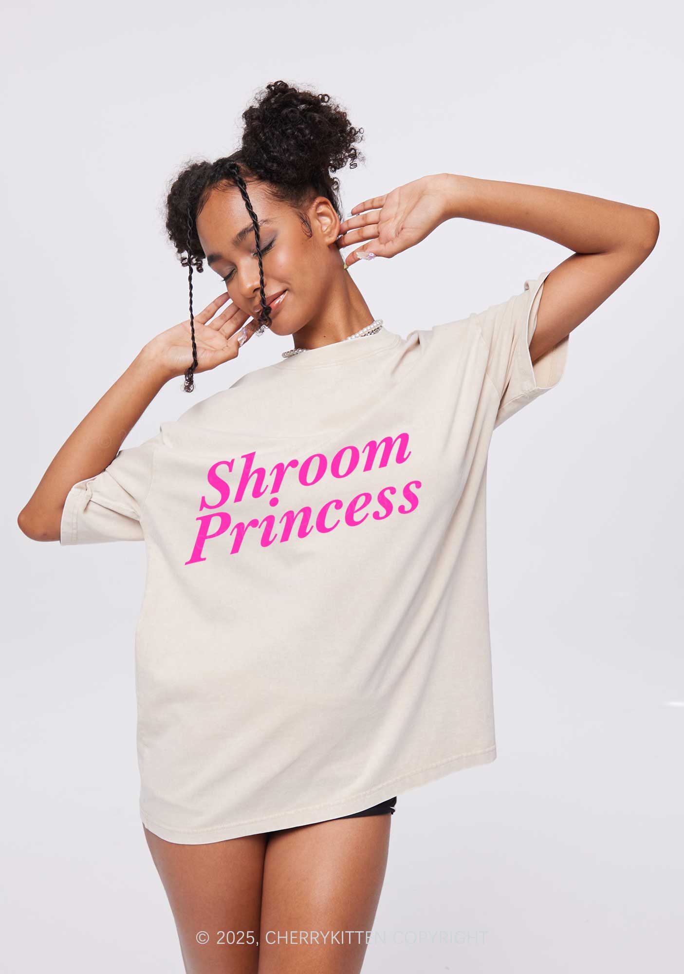 Shroom Princess Y2K Shirts Washed Tee Cherrykitten - Image 2