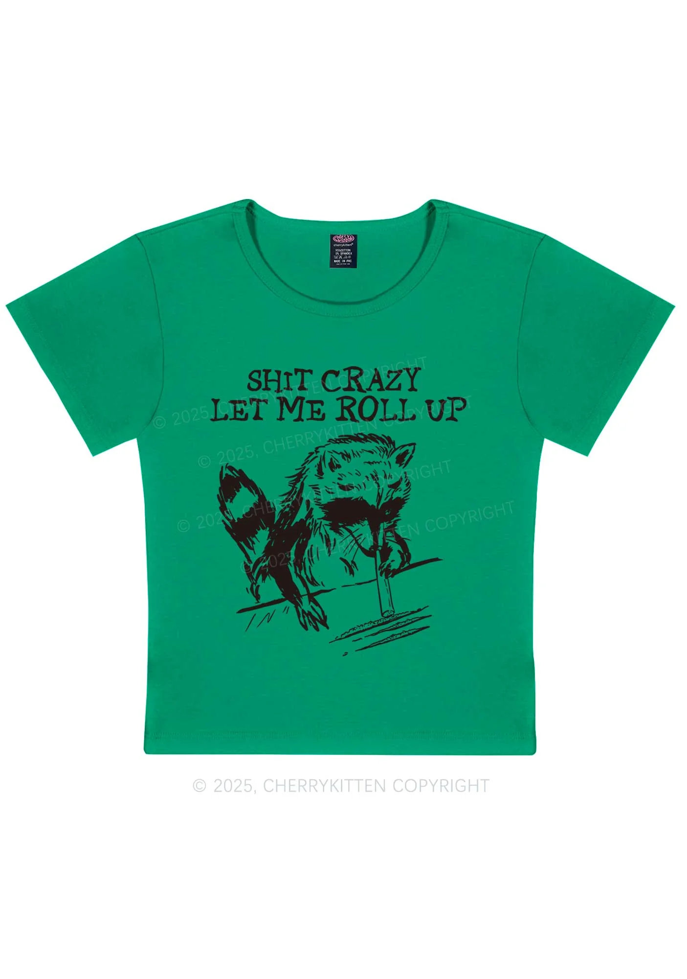 Shxt Crazy Y2K Baby Tee Cherrykitten - Image 11