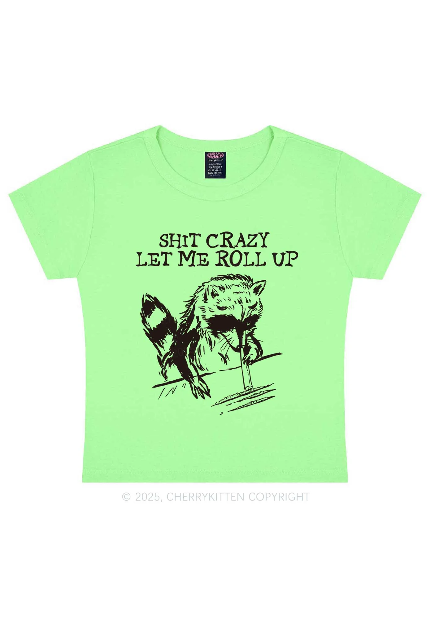 Shxt Crazy Y2K Baby Tee Cherrykitten - Image 13