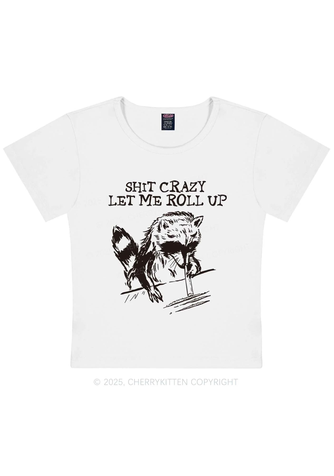 Shxt Crazy Y2K Baby Tee Cherrykitten - Image 4