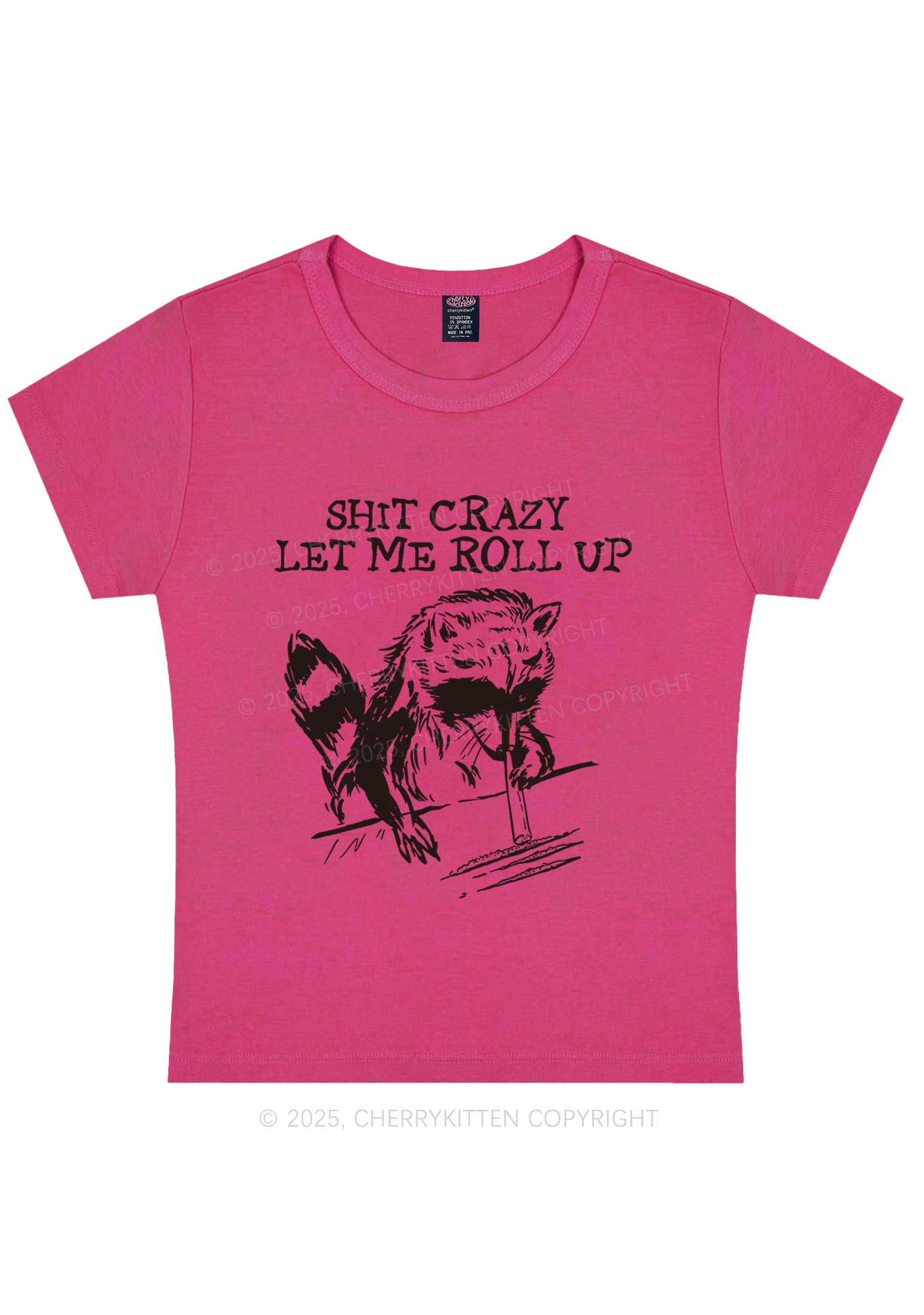 Shxt Crazy Y2K Baby Tee Cherrykitten - Image 7
