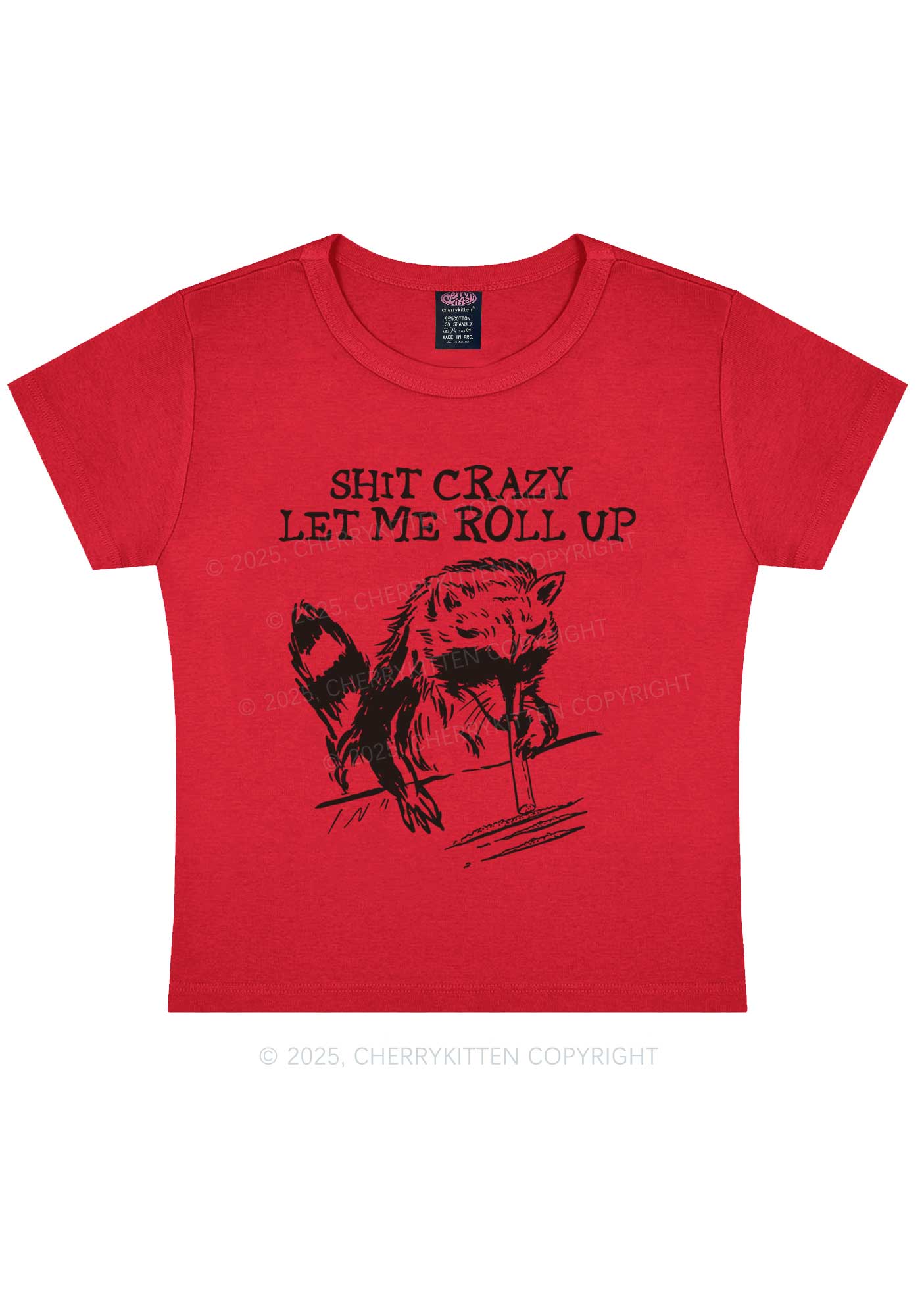 Shxt Crazy Y2K Baby Tee Cherrykitten - Image 8
