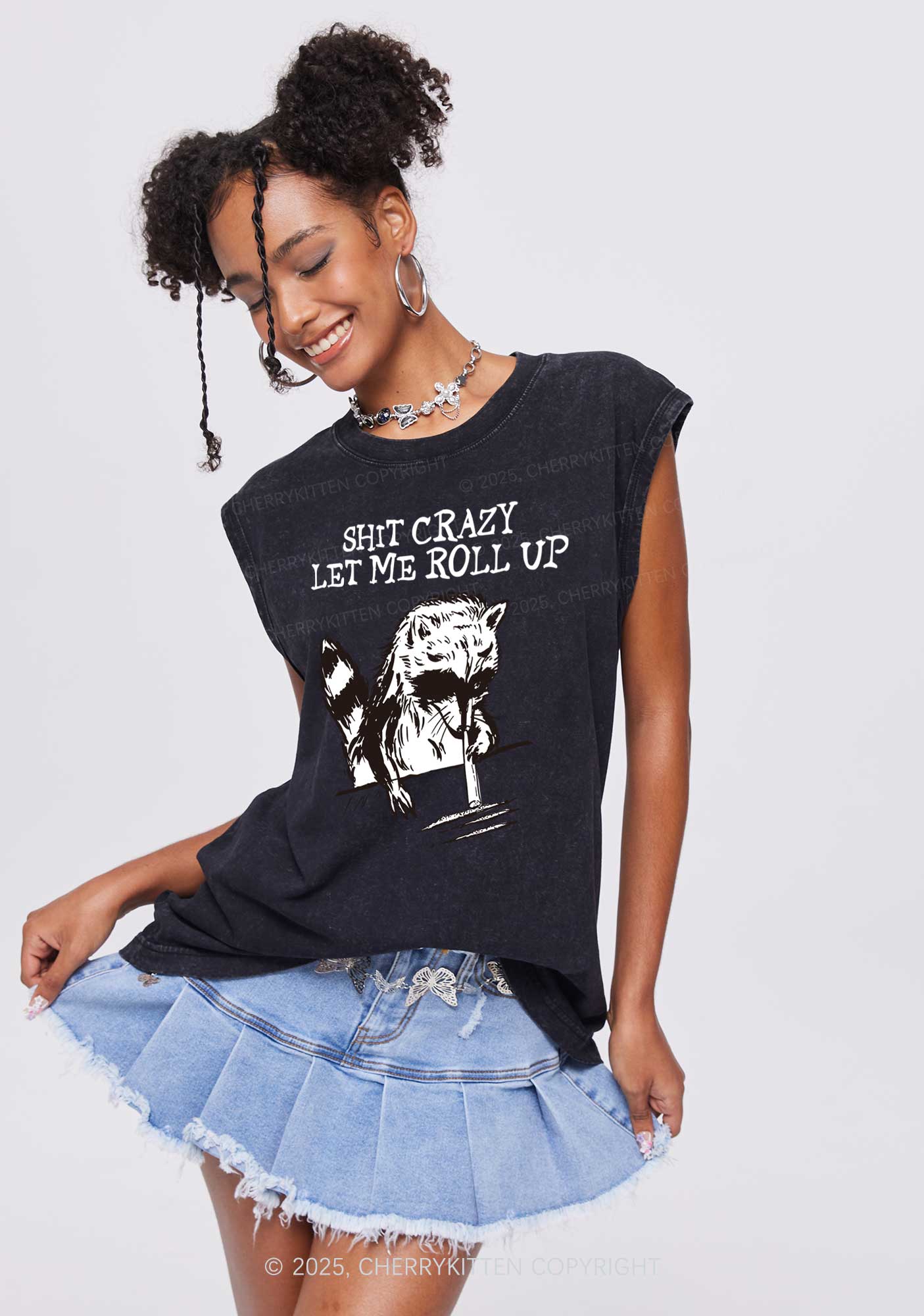 Shxt Crazy Y2K Washed Tank Cherrykitten - Image 2