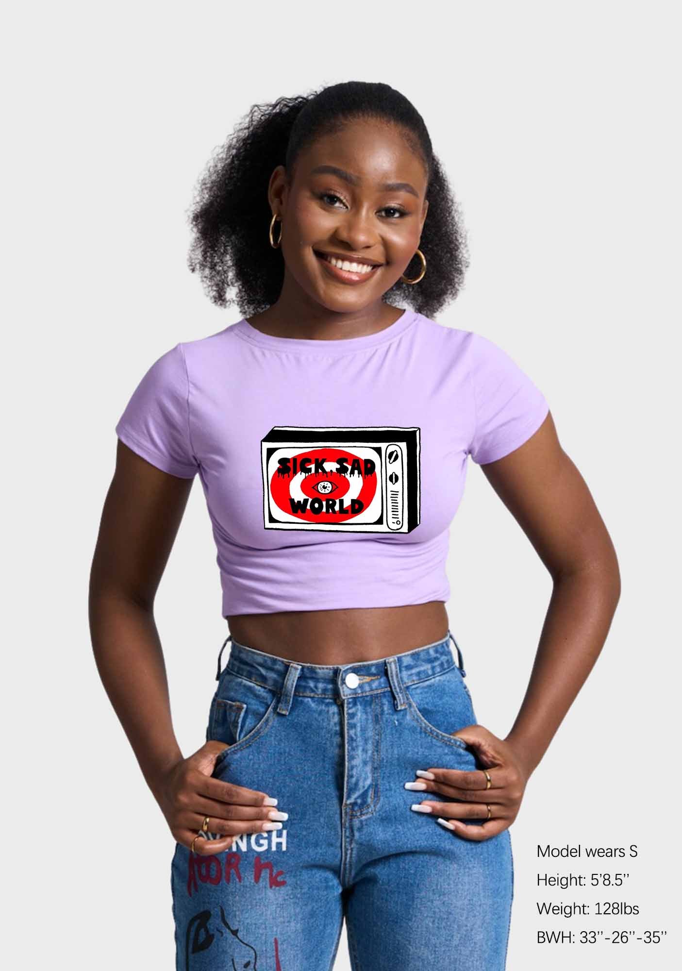Sick Sad World Eyes Y2K Baby Tee - Image 2