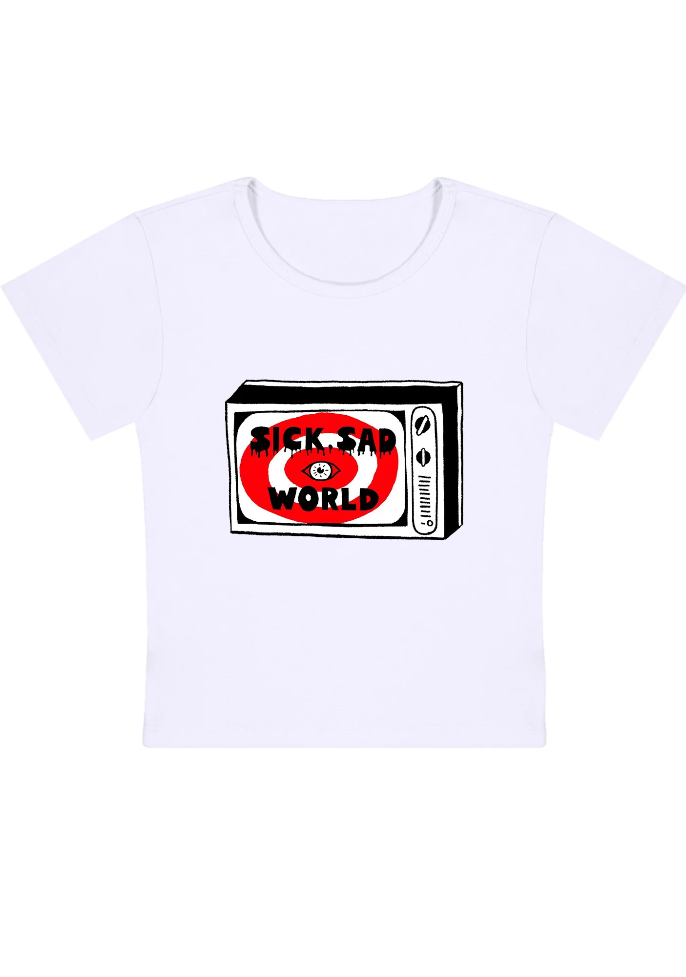 Sick Sad World Eyes Y2K Baby Tee - Image 3