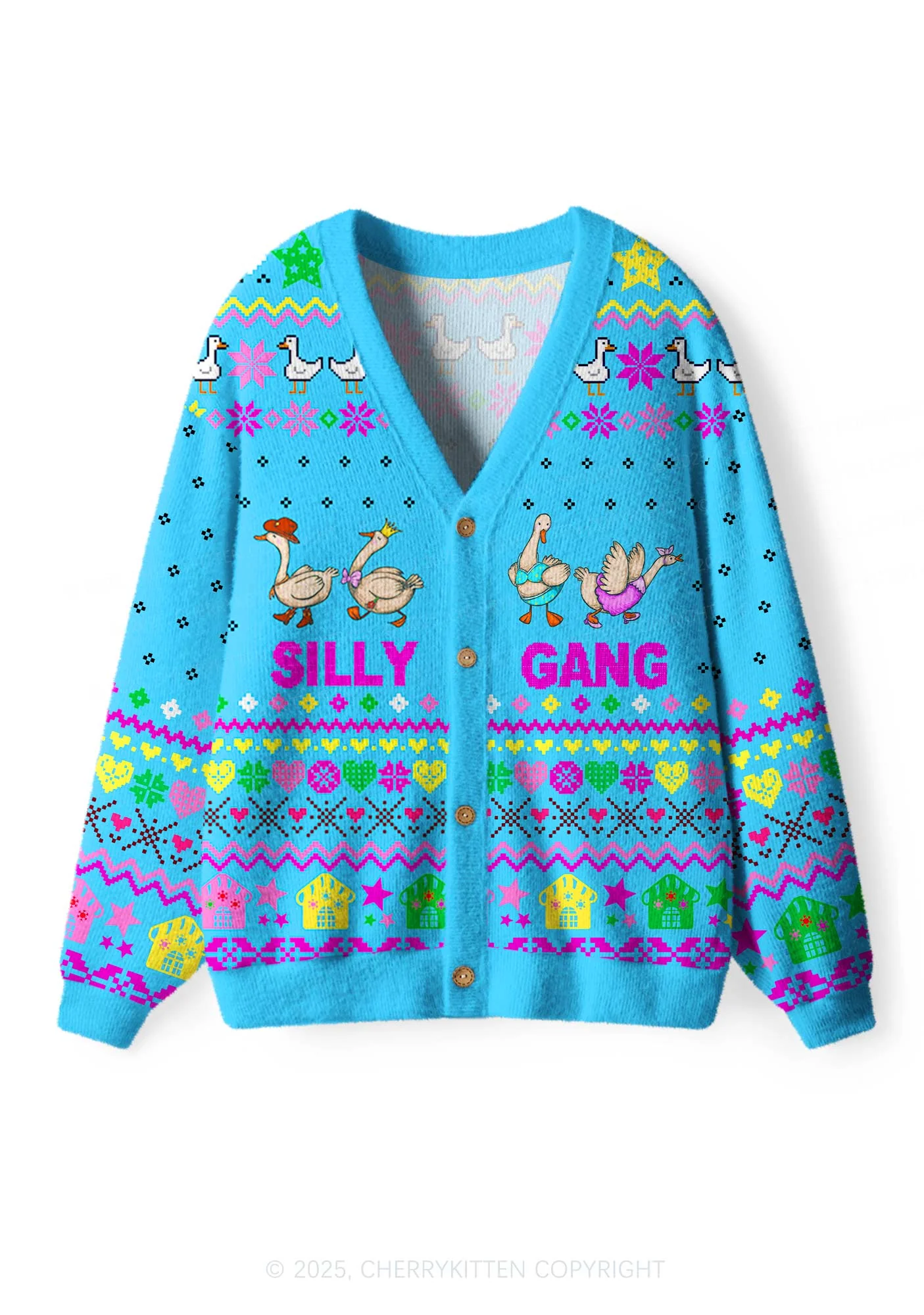 Silly Gang Y2K Christmas Cardigan Knit Sweatshirt Cherrykitten - Image 2