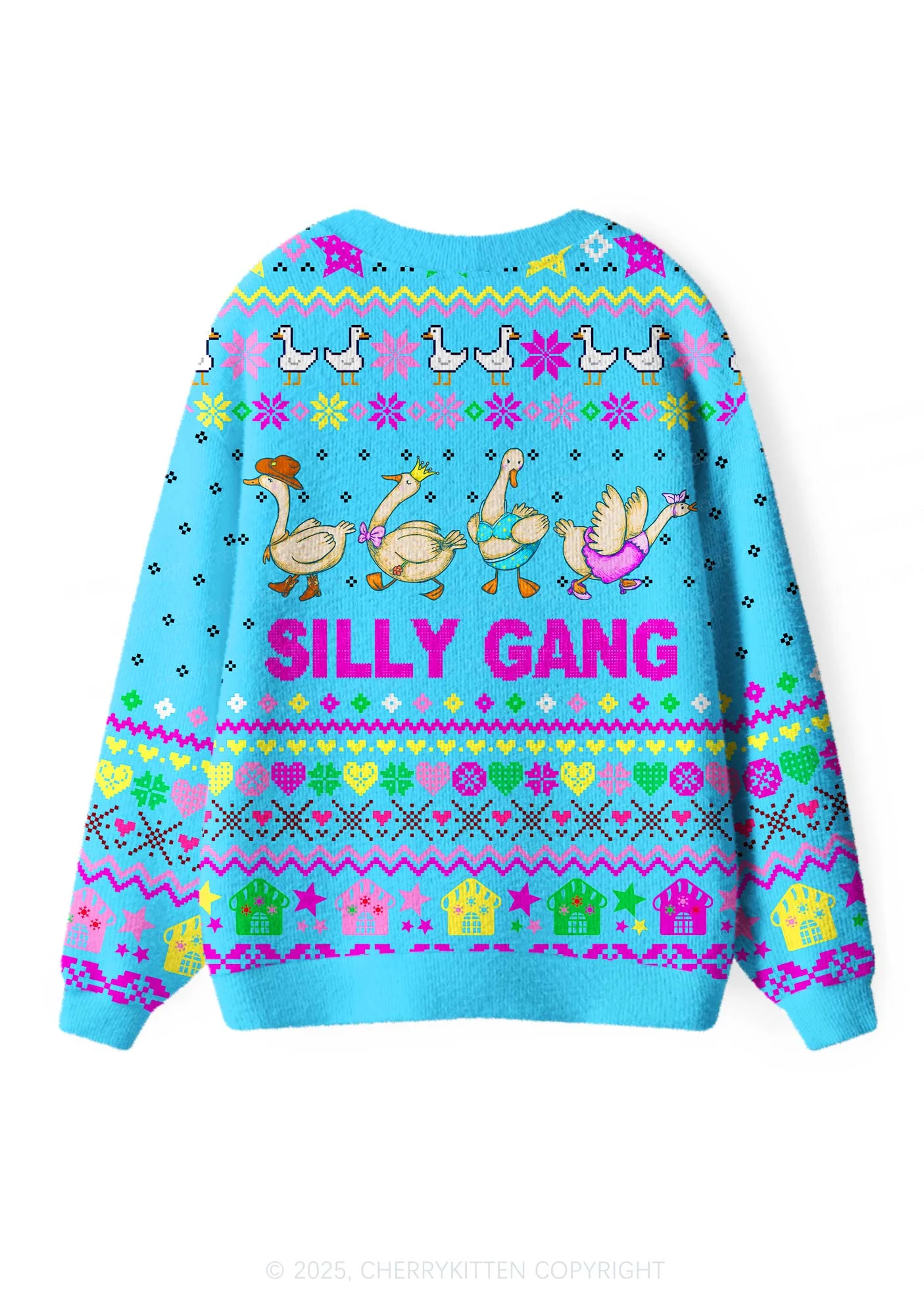 Silly Gang Y2K Christmas Cardigan Knit Sweatshirt Cherrykitten - Image 3