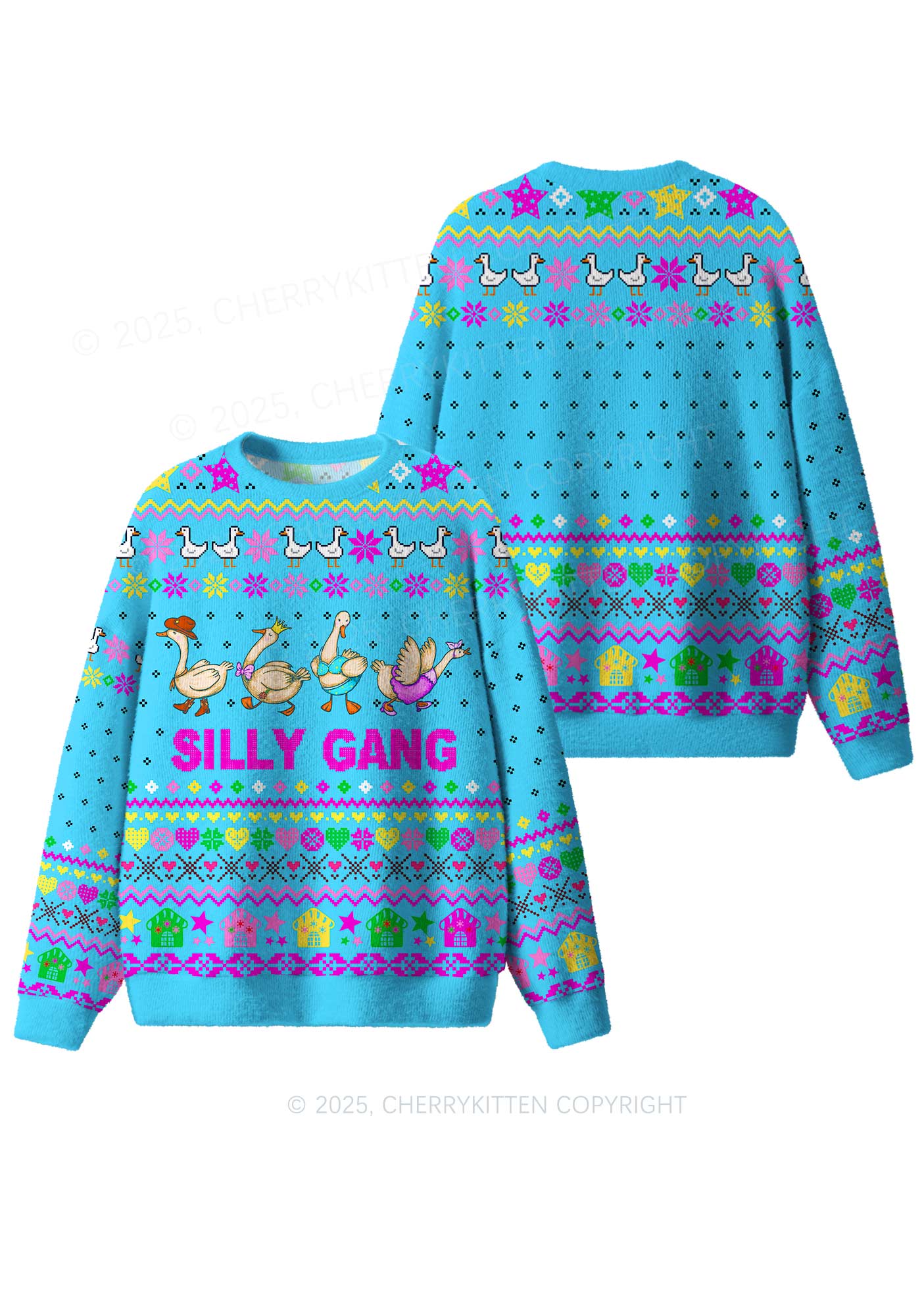 Silly Gang Y2K Christmas Knit Sweatshirt Cherrykitten - Image 3