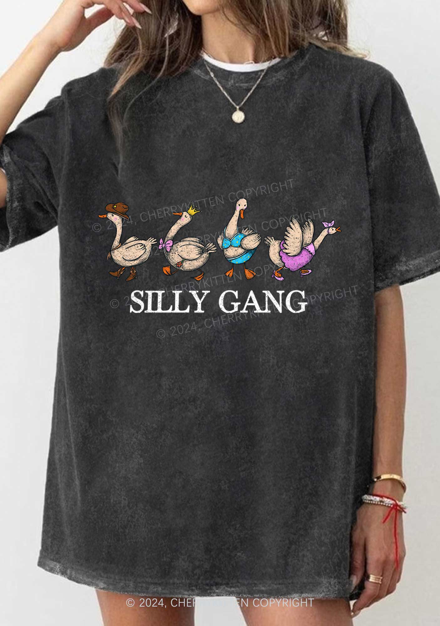 Silly Gang Y2K Washed Tee Cherrykitten - Image 2