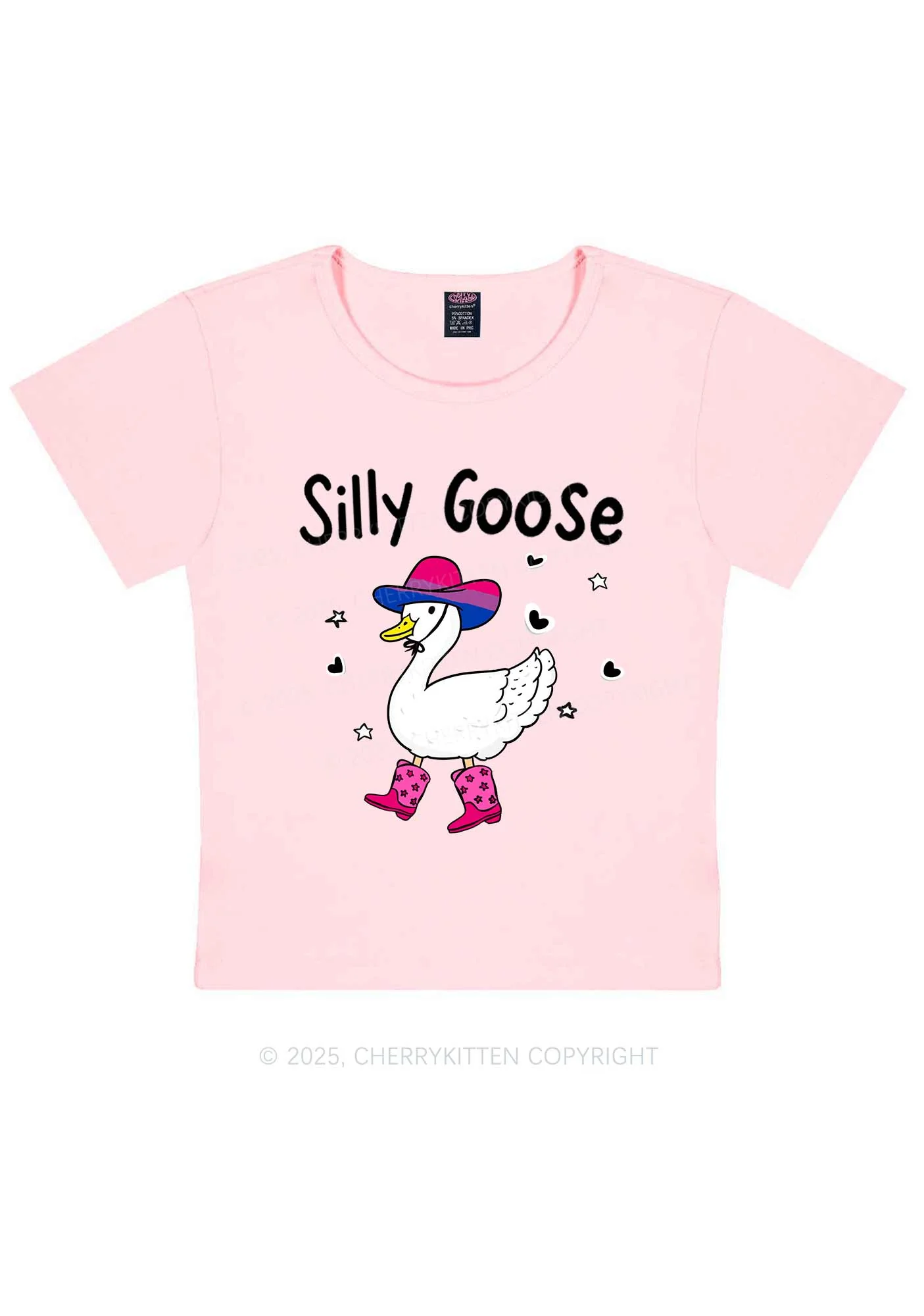 Silly Goose Bisexual Pride Y2K Baby Tee Cherrykitten - Image 11