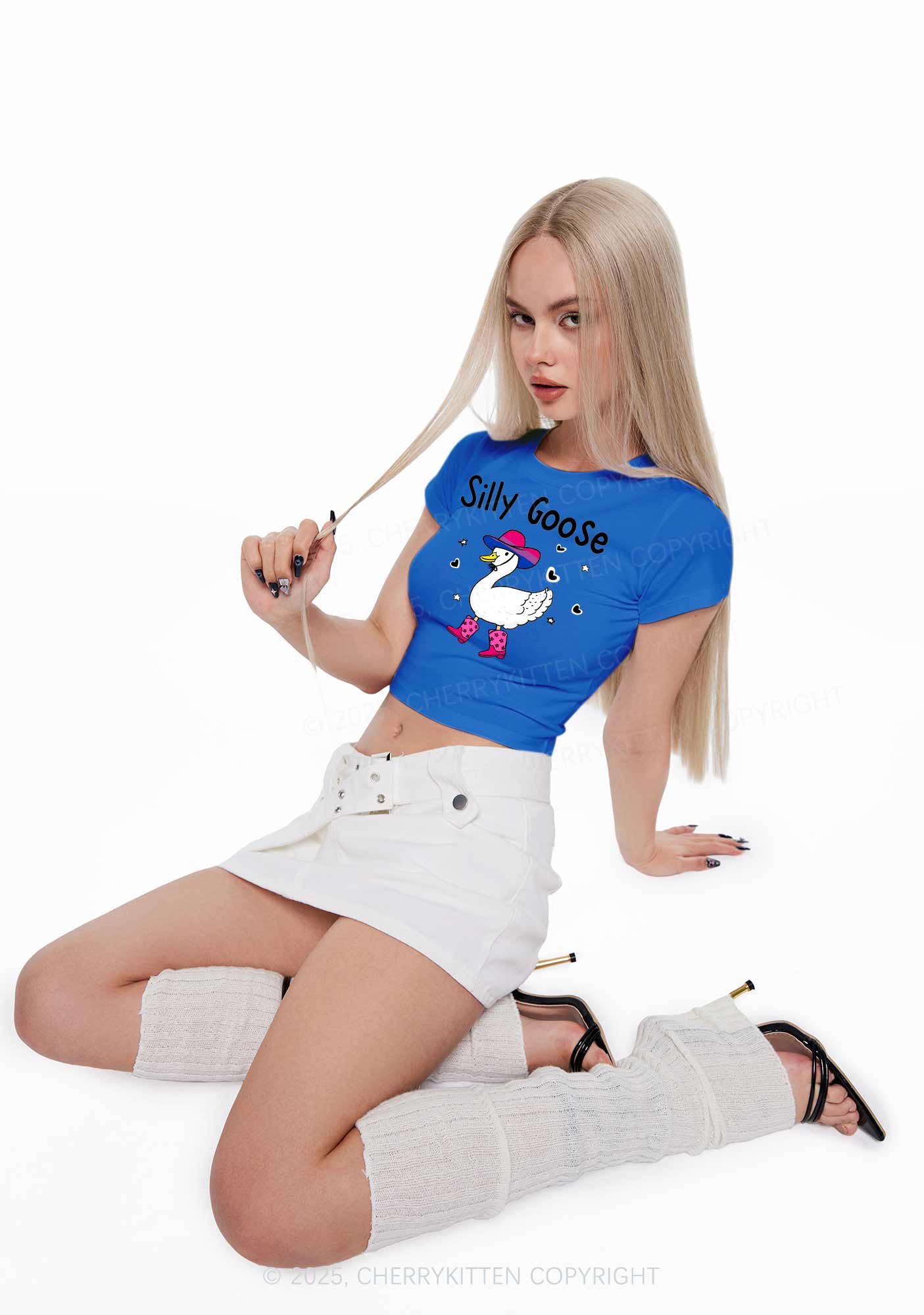 Silly Goose Bisexual Pride Y2K Baby Tee Cherrykitten - Image 3