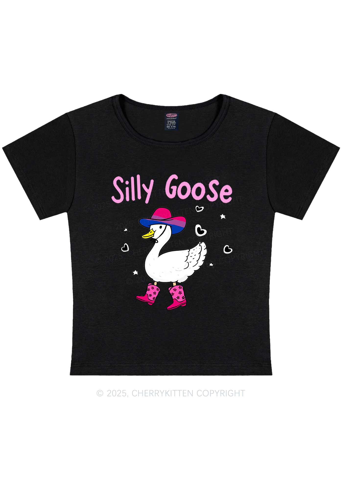 Silly Goose Bisexual Pride Y2K Baby Tee Cherrykitten - Image 4