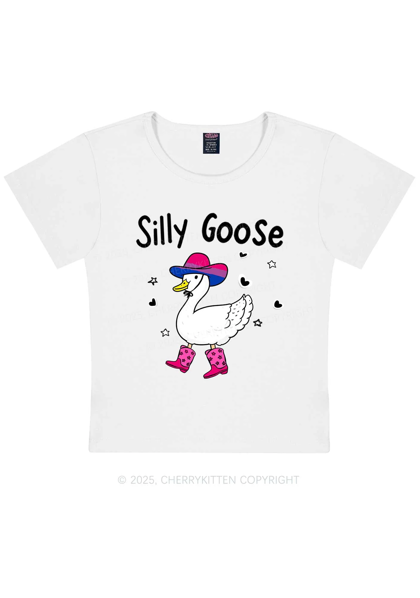 Silly Goose Bisexual Pride Y2K Baby Tee Cherrykitten - Image 5