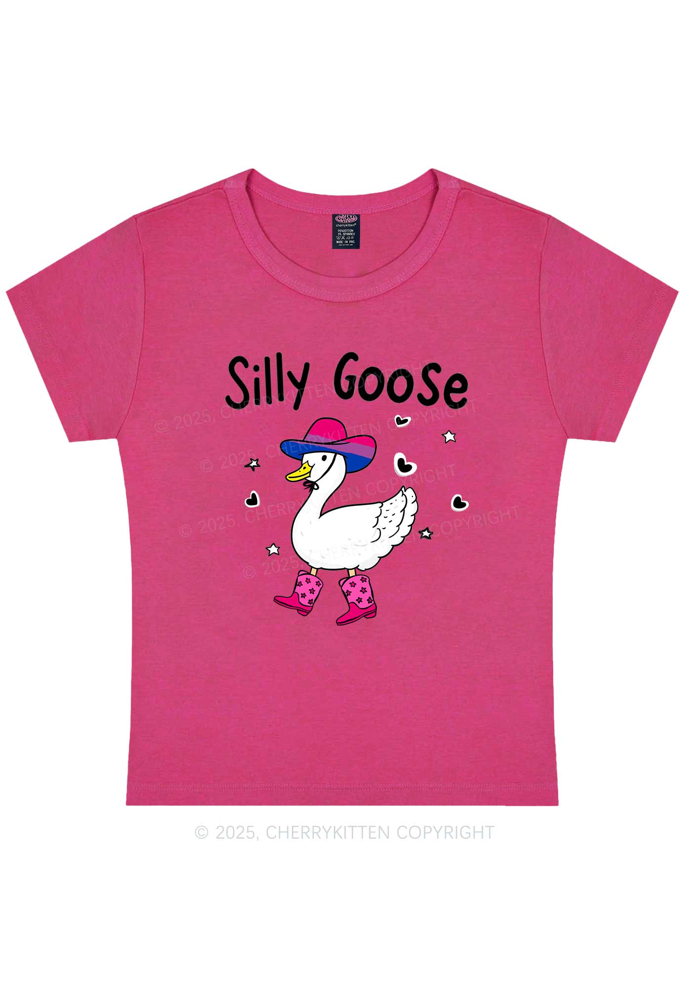 Silly Goose Bisexual Pride Y2K Baby Tee Cherrykitten - Image 6