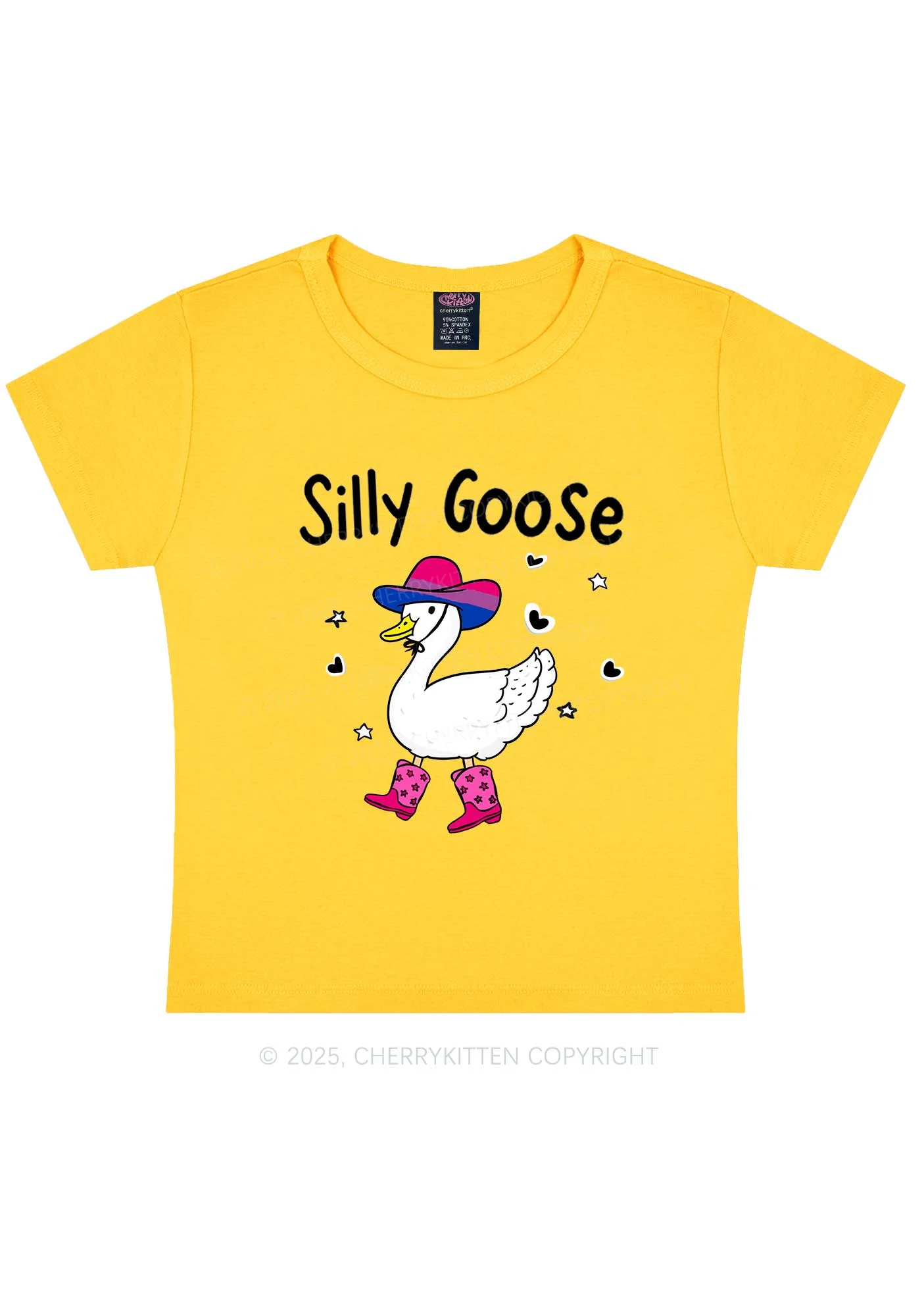 Silly Goose Bisexual Pride Y2K Baby Tee Cherrykitten - Image 7