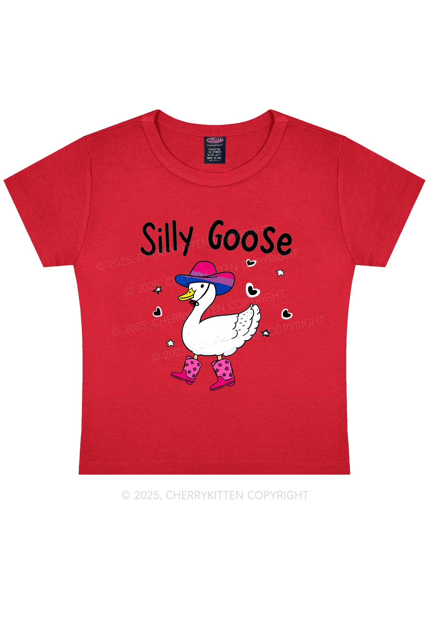 Silly Goose Bisexual Pride Y2K Baby Tee Cherrykitten - Image 8