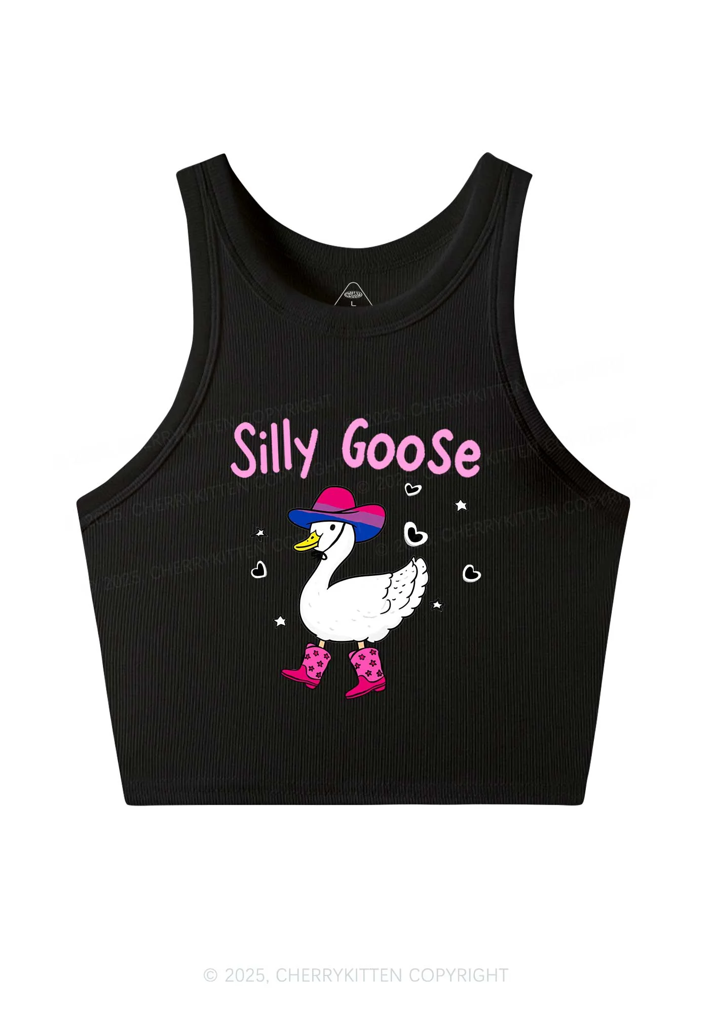 Silly Goose Bisexual Pride Y2K Crop Tank Top Cherrykitten - Image 3