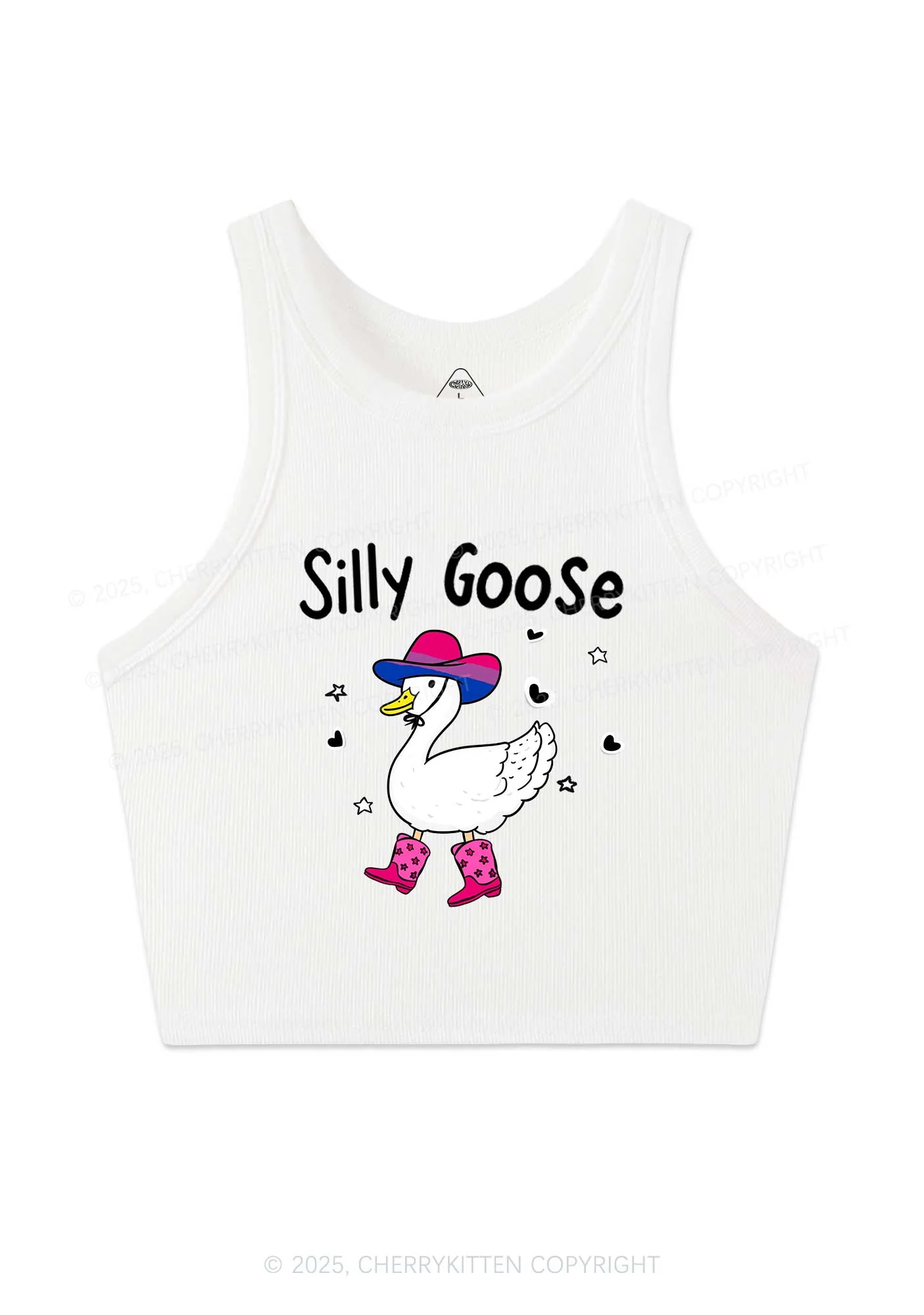Silly Goose Bisexual Pride Y2K Crop Tank Top Cherrykitten - Image 4