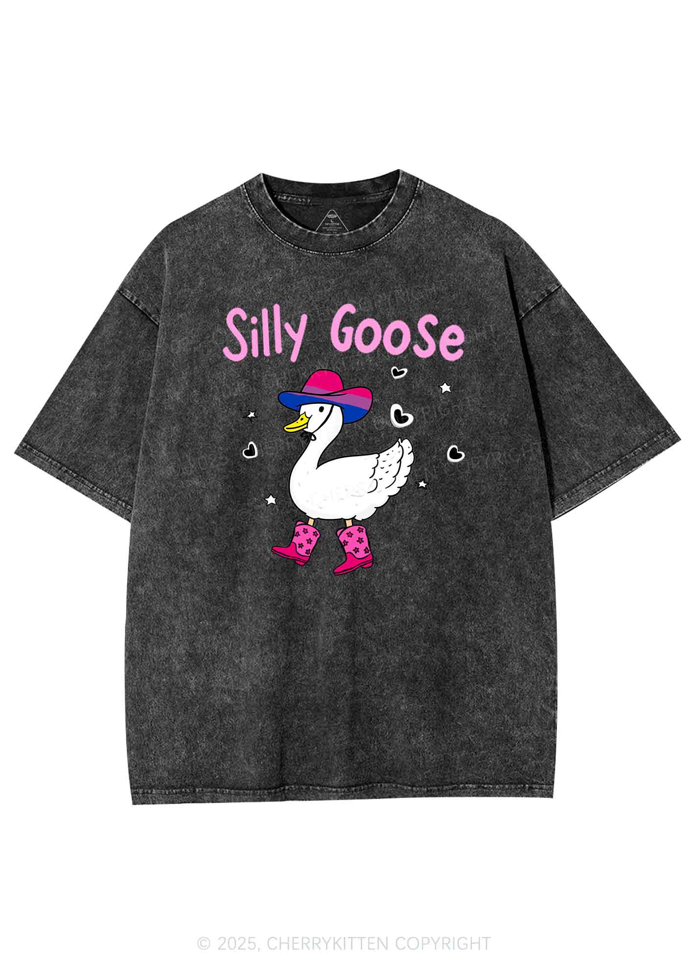Silly Goose Bisexual Pride Y2K Shirts Washed Tee Cherrykitten - Image 3