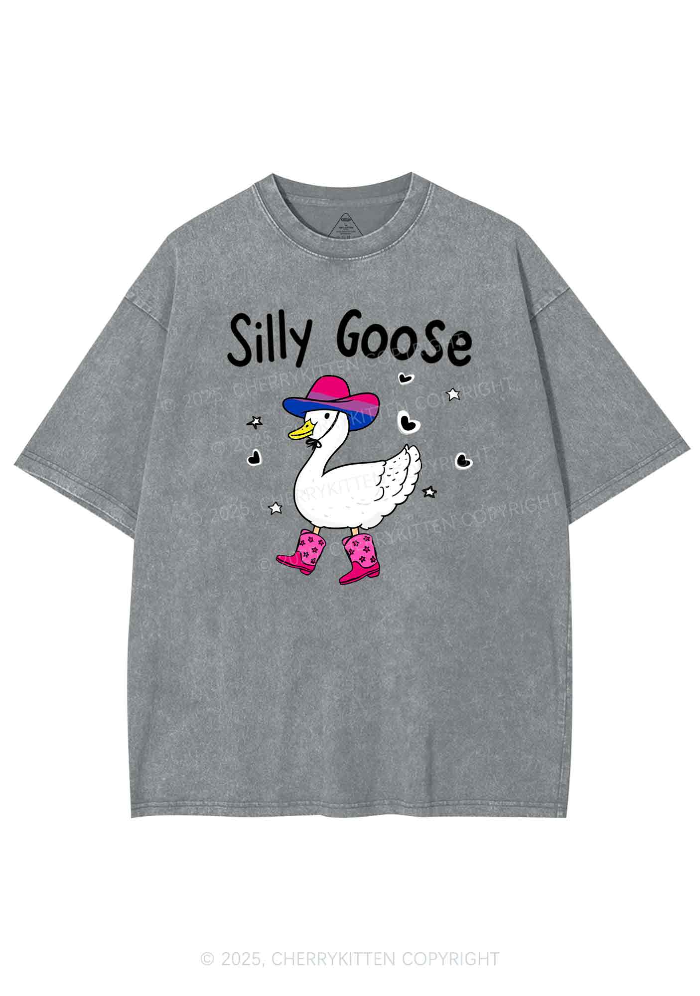 Silly Goose Bisexual Pride Y2K Shirts Washed Tee Cherrykitten - Image 6