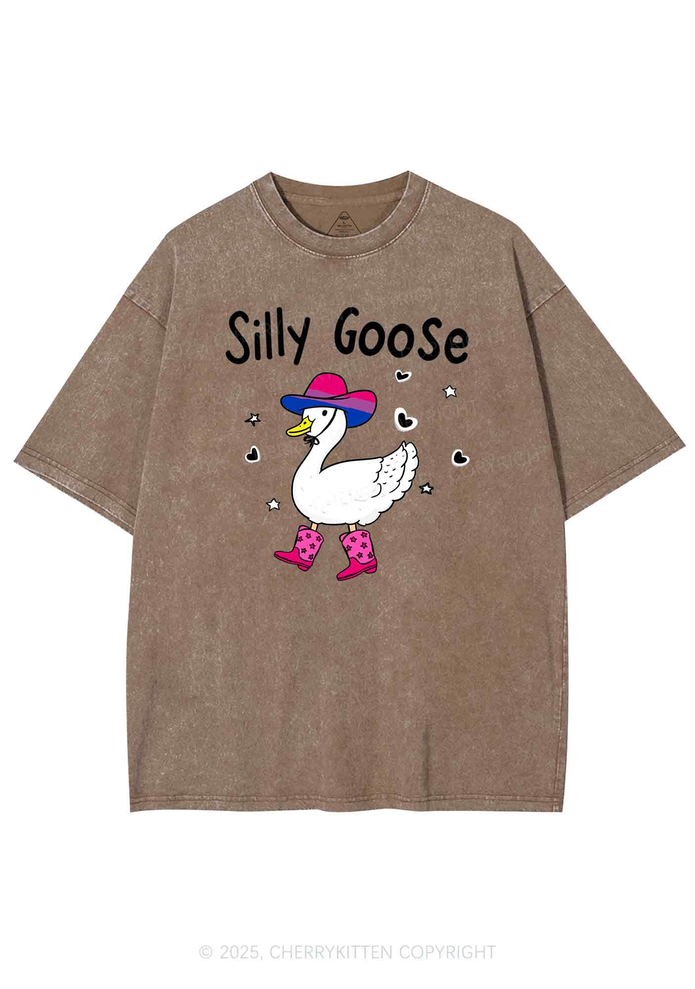 Silly Goose Bisexual Pride Y2K Shirts Washed Tee Cherrykitten - Image 7