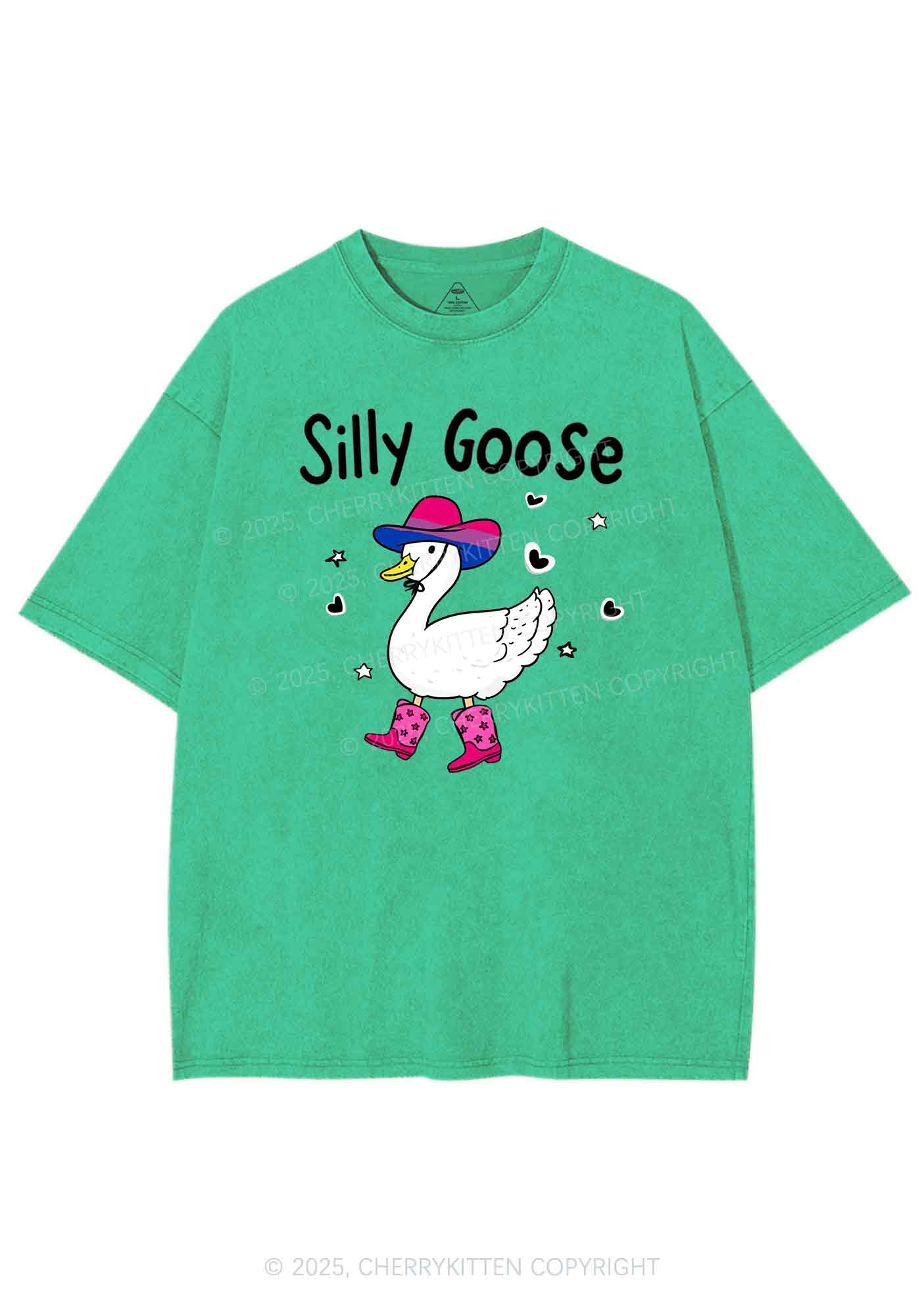Silly Goose Bisexual Pride Y2K Shirts Washed Tee Cherrykitten - Image 8