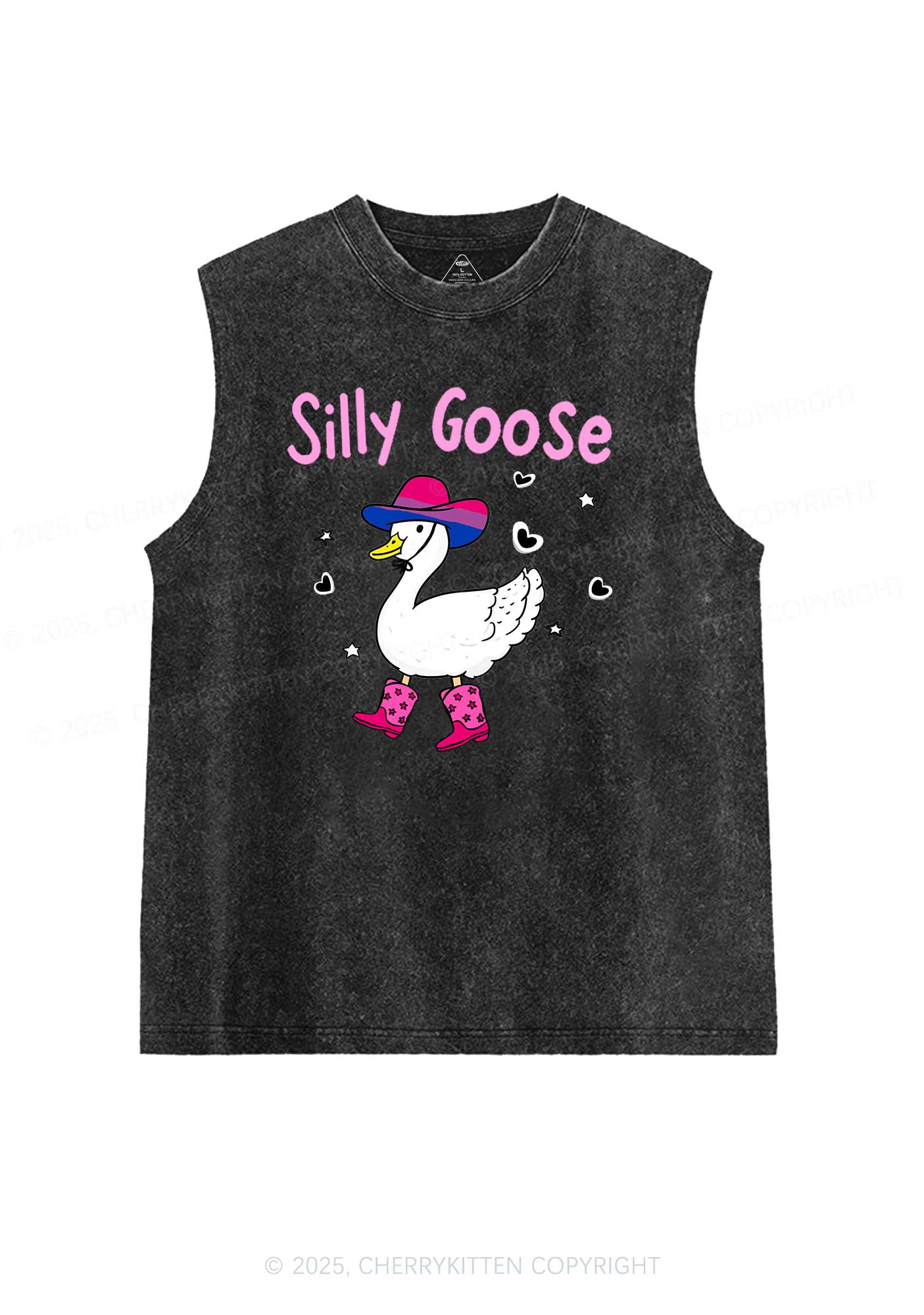 Silly Goose Bisexual Pride Y2K Washed Muscle Tank Cherrykitten - Image 3