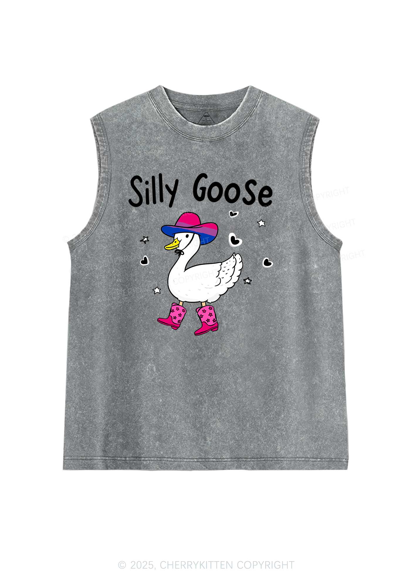 Silly Goose Bisexual Pride Y2K Washed Muscle Tank Cherrykitten - Image 5