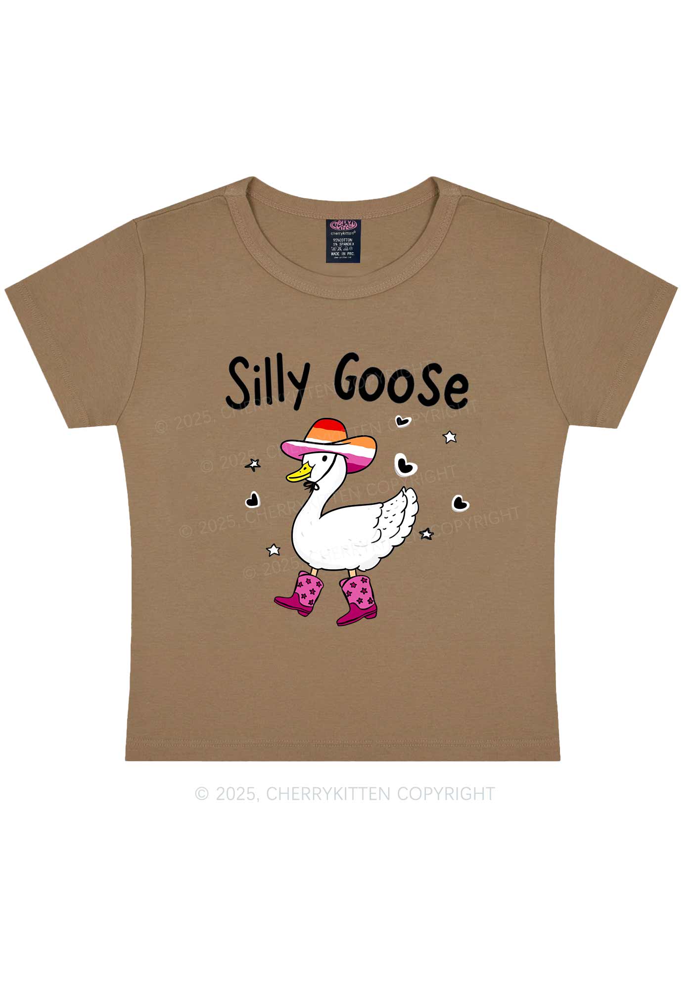 Silly Goose Lesbian Pride Y2K Baby Tee Cherrykitten - Image 10