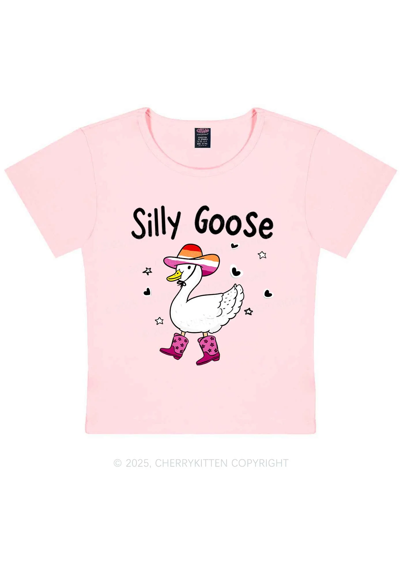 Silly Goose Lesbian Pride Y2K Baby Tee Cherrykitten - Image 11
