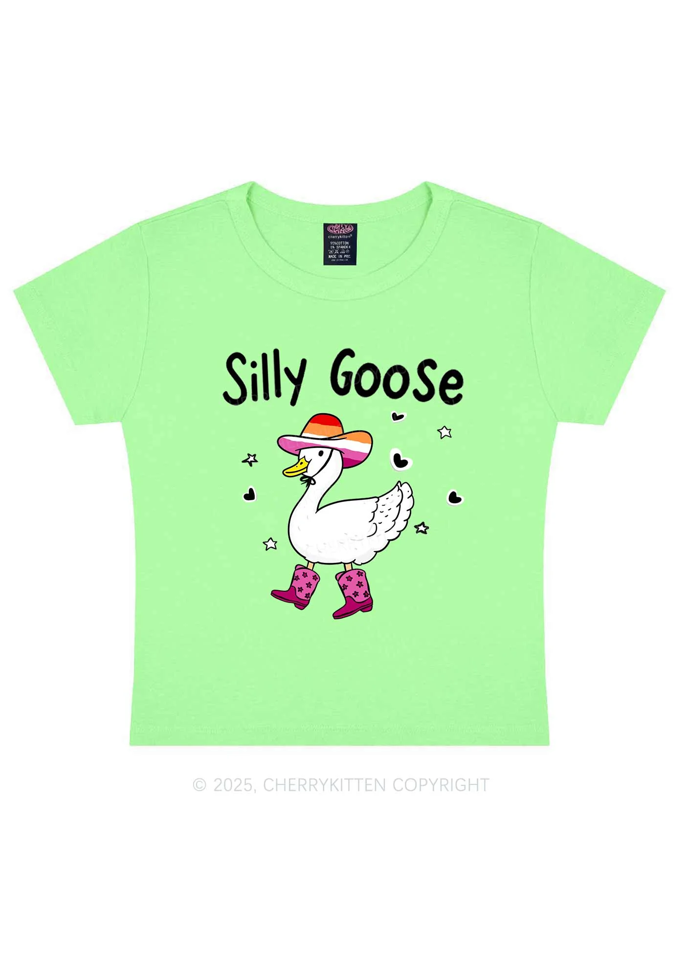 Silly Goose Lesbian Pride Y2K Baby Tee Cherrykitten - Image 12