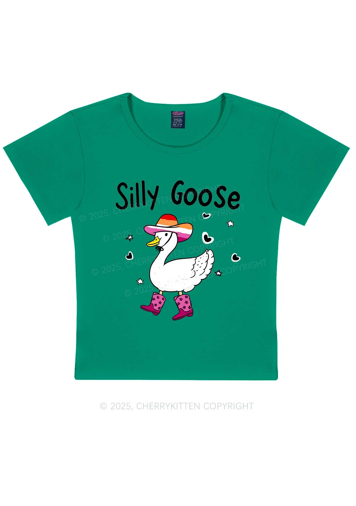 Silly Goose Lesbian Pride Y2K Baby Tee Cherrykitten - Image 13