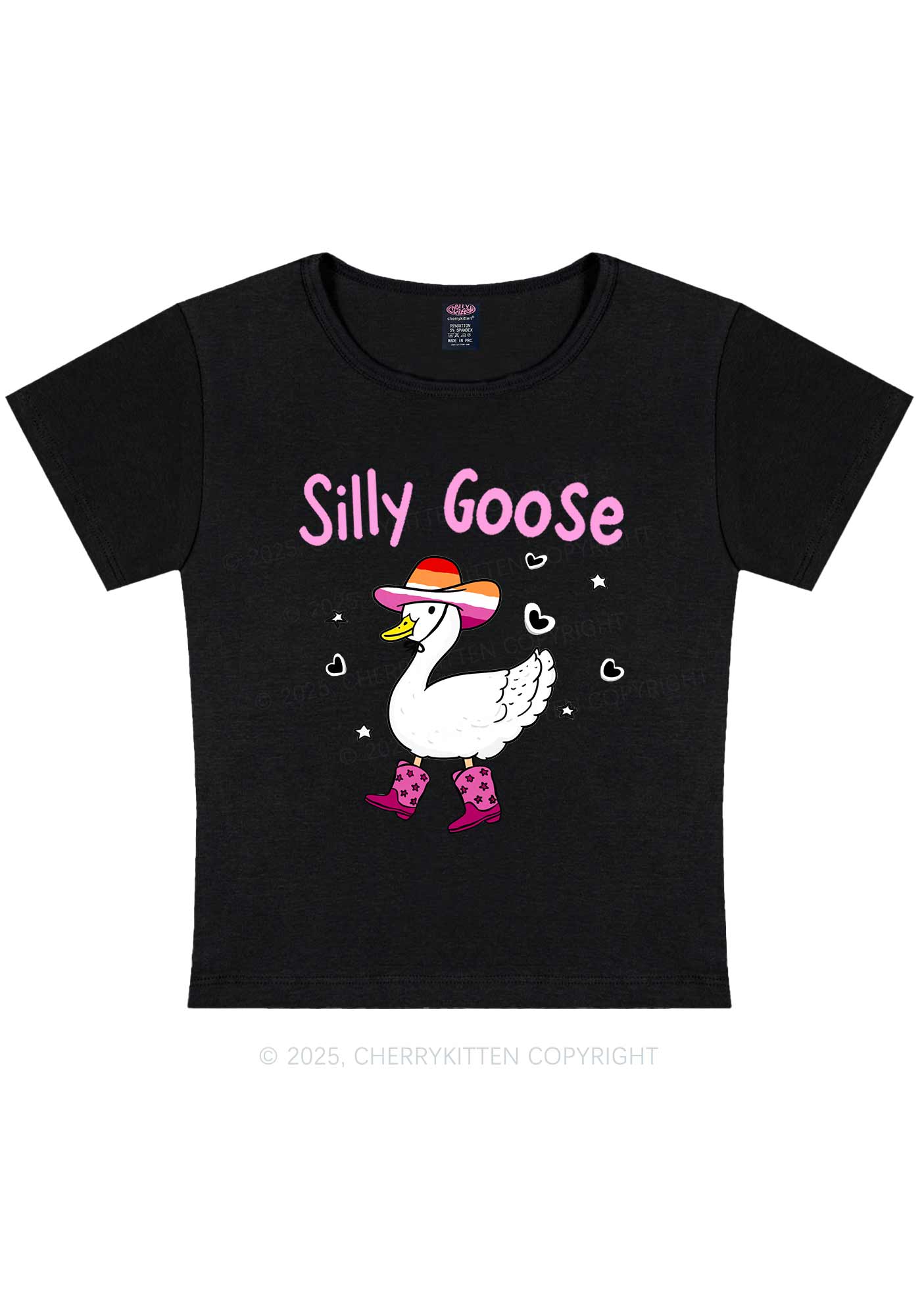 Silly Goose Lesbian Pride Y2K Baby Tee Cherrykitten - Image 4