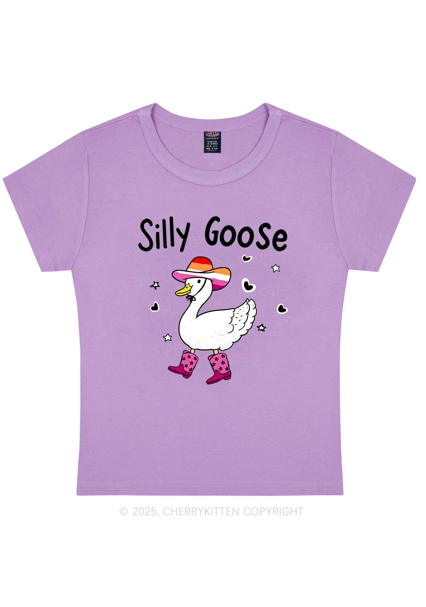 Silly Goose Lesbian Pride Y2K Baby Tee Cherrykitten - Image 5