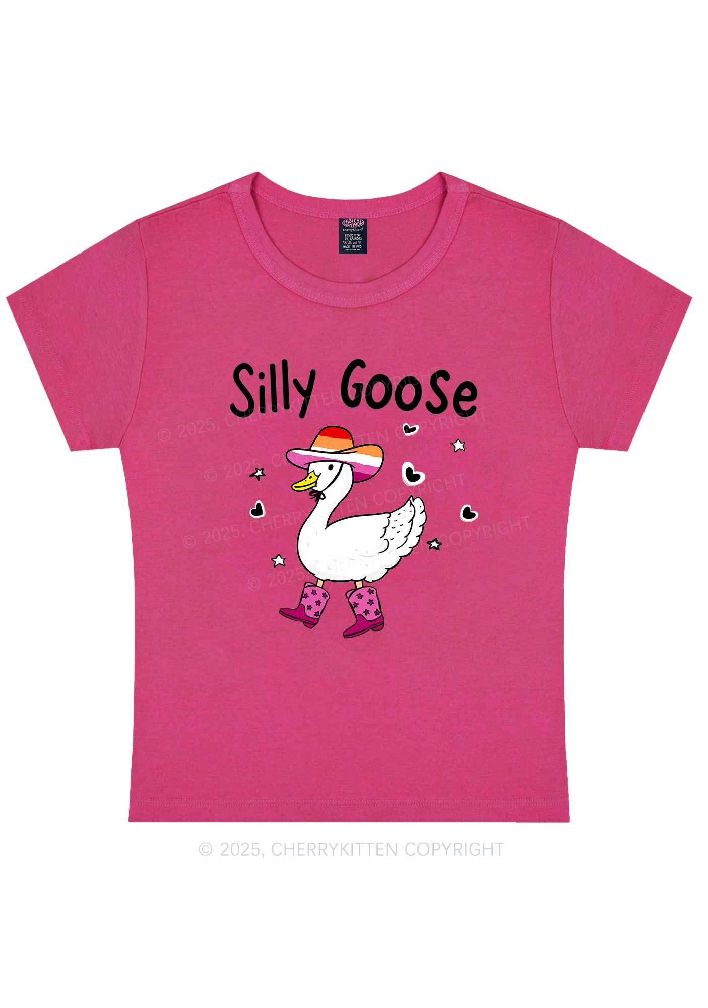 Silly Goose Lesbian Pride Y2K Baby Tee Cherrykitten - Image 6