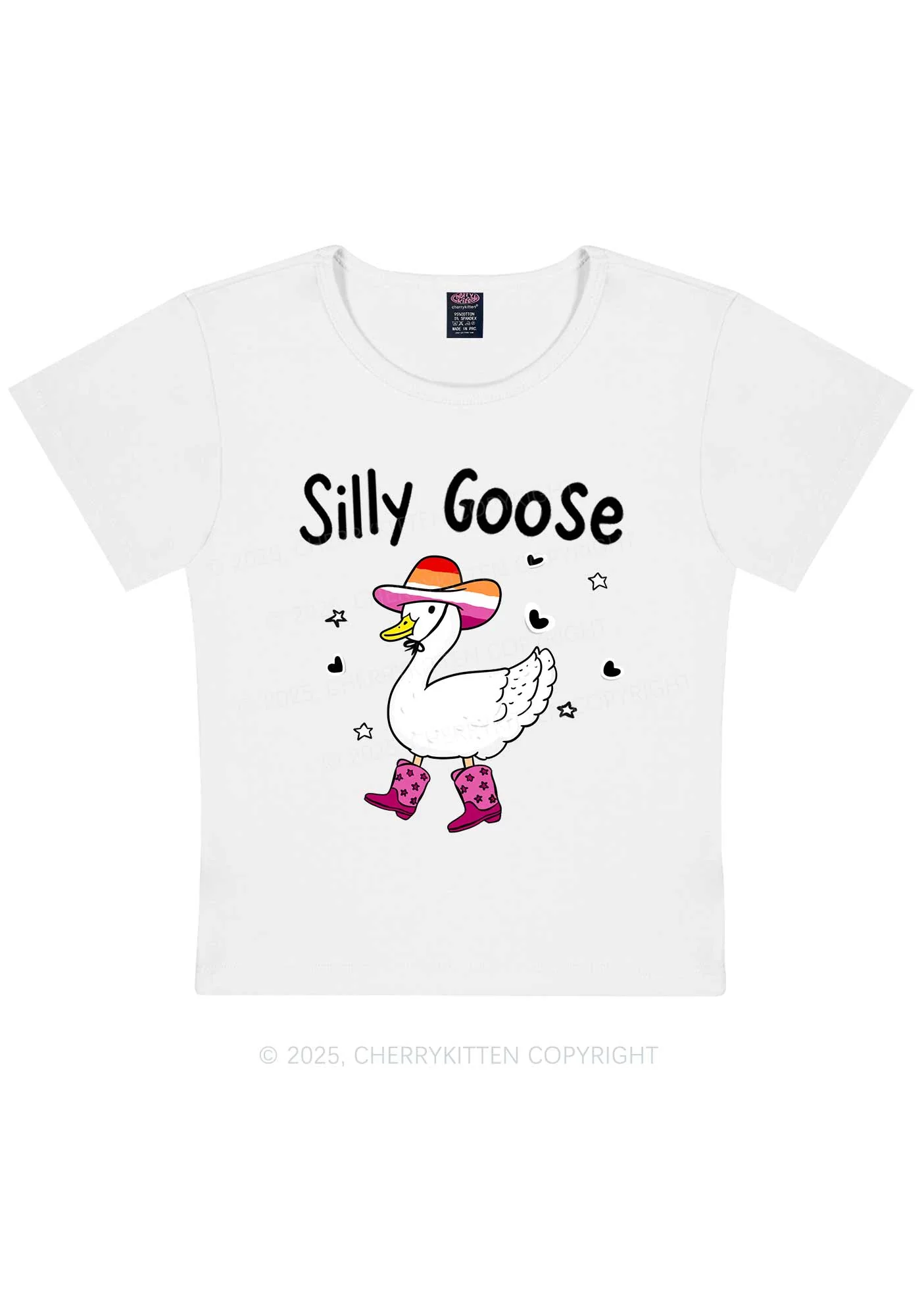Silly Goose Lesbian Pride Y2K Baby Tee Cherrykitten - Image 7