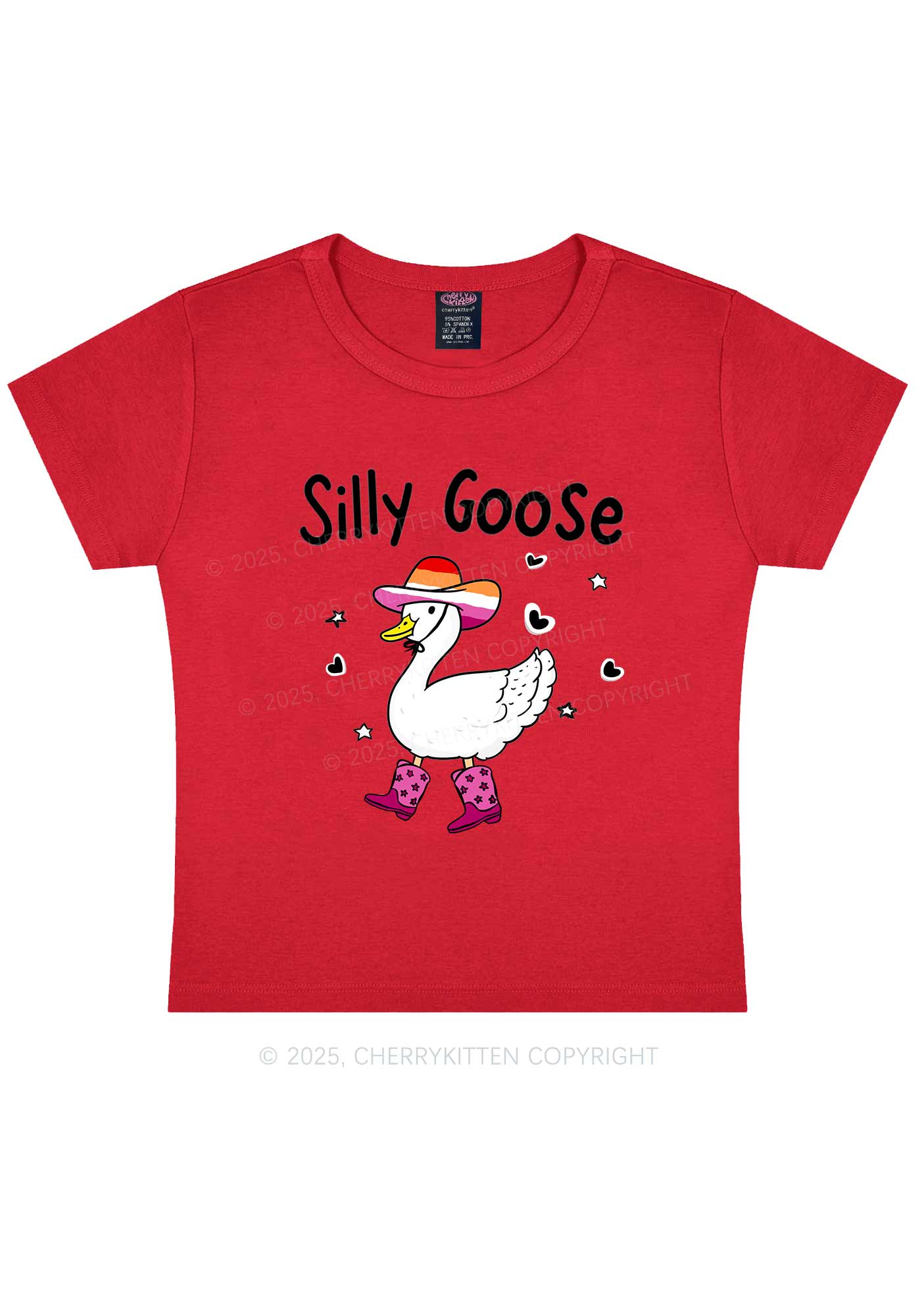 Silly Goose Lesbian Pride Y2K Baby Tee Cherrykitten - Image 8