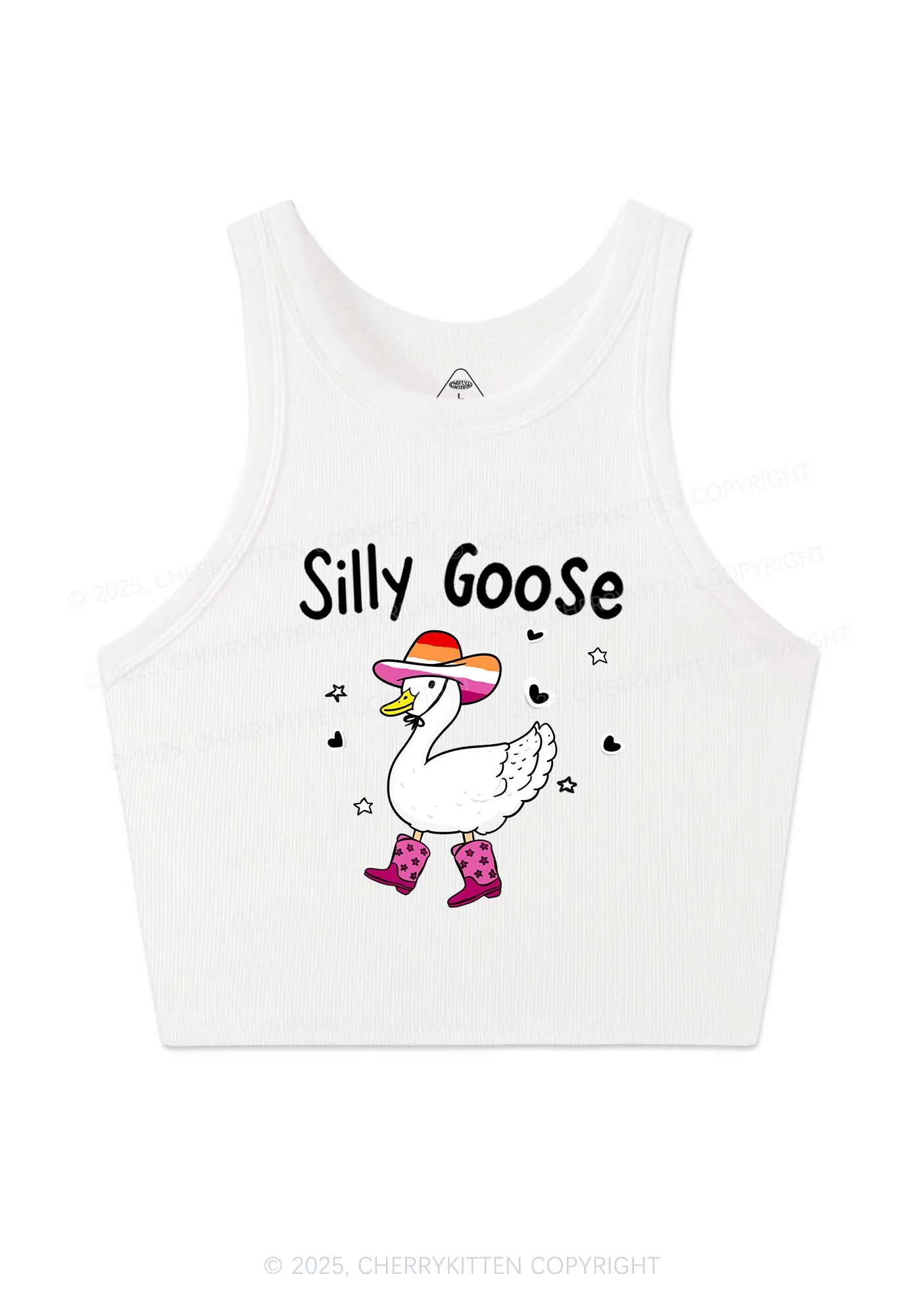 Silly Goose Lesbian Pride Y2K Crop Tank Top Cherrykitten - Image 3