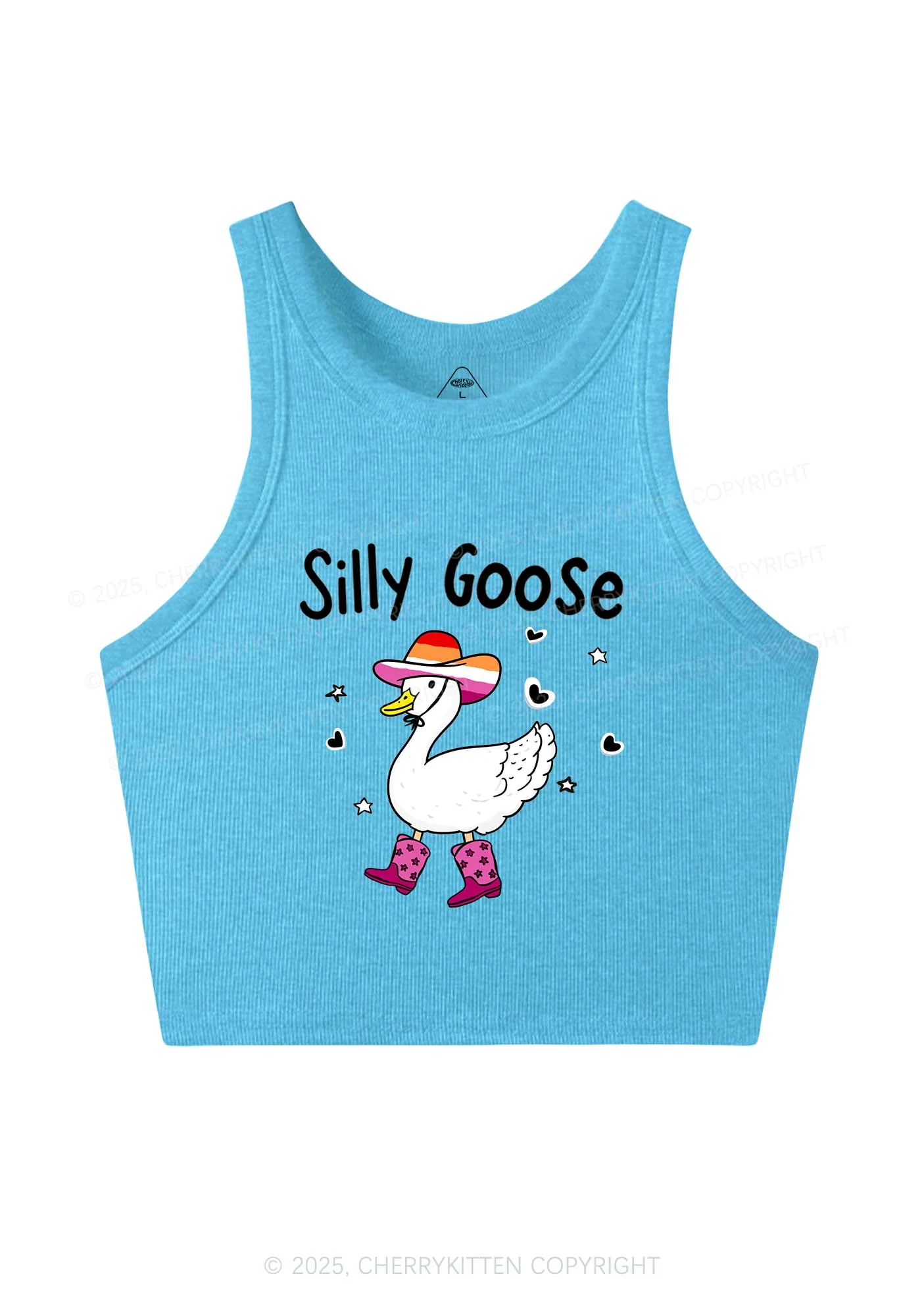 Silly Goose Lesbian Pride Y2K Crop Tank Top Cherrykitten - Image 4