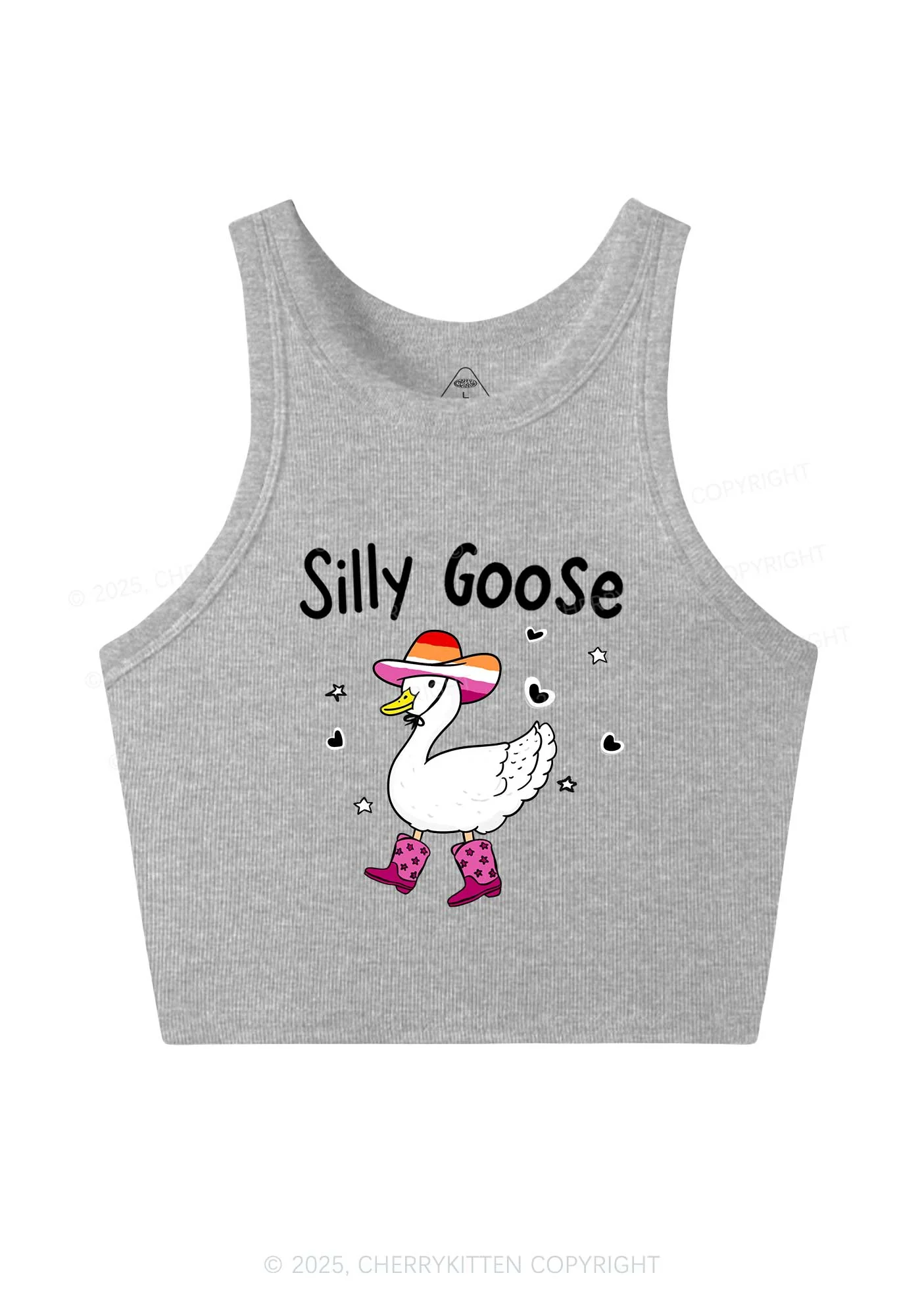 Silly Goose Lesbian Pride Y2K Crop Tank Top Cherrykitten - Image 5