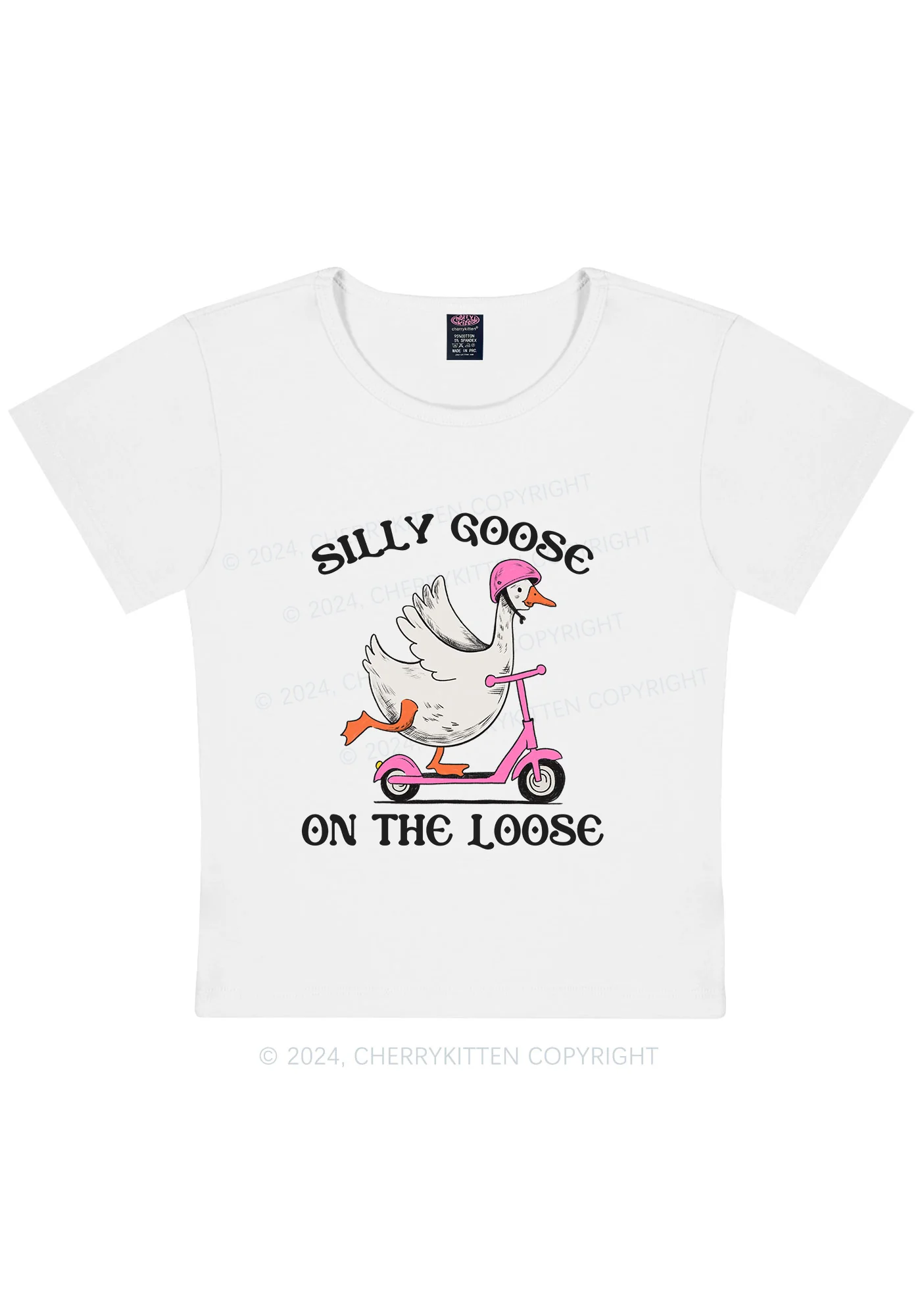 Silly Goose On the Loose Y2K Baby Tee Cherrykitten - Image 4
