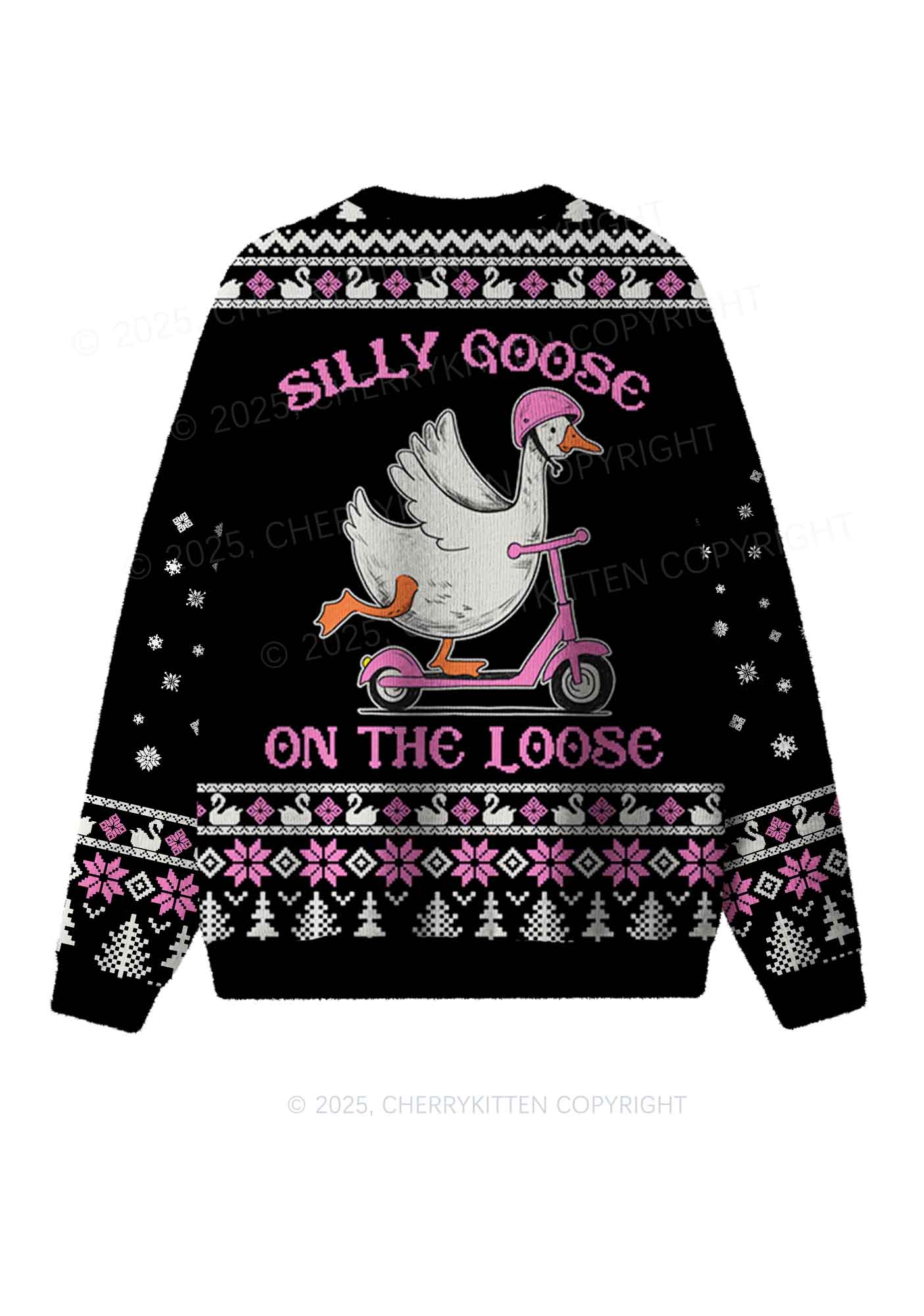 Silly Goose On the Loose Y2K Christmas Knit Sweatshirt Cherrykitten - Image 2