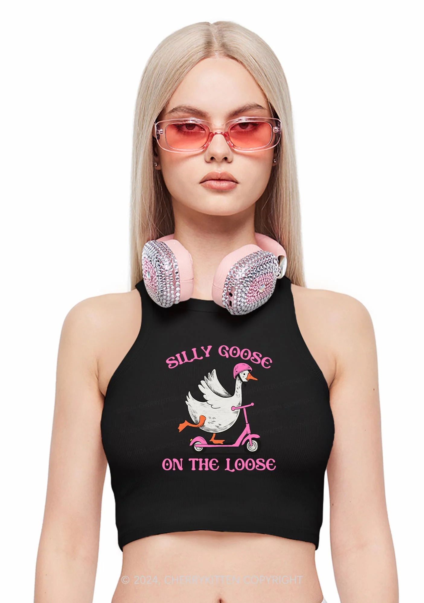 Silly Goose On the Loose Y2K Crop Tank Top Cherrykitten - Image 2