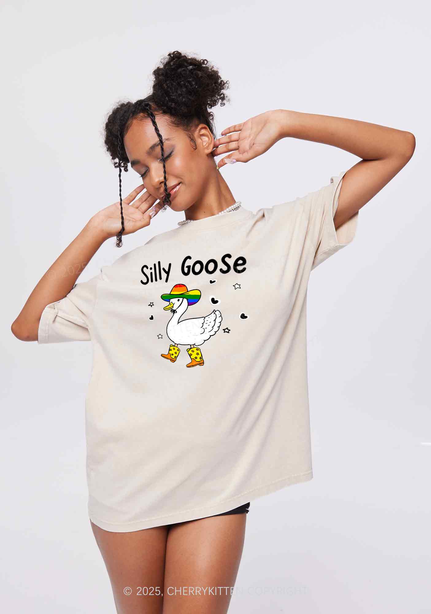 Silly Goose Pride Y2K Shirts Washed Tee Cherrykitten - Image 2