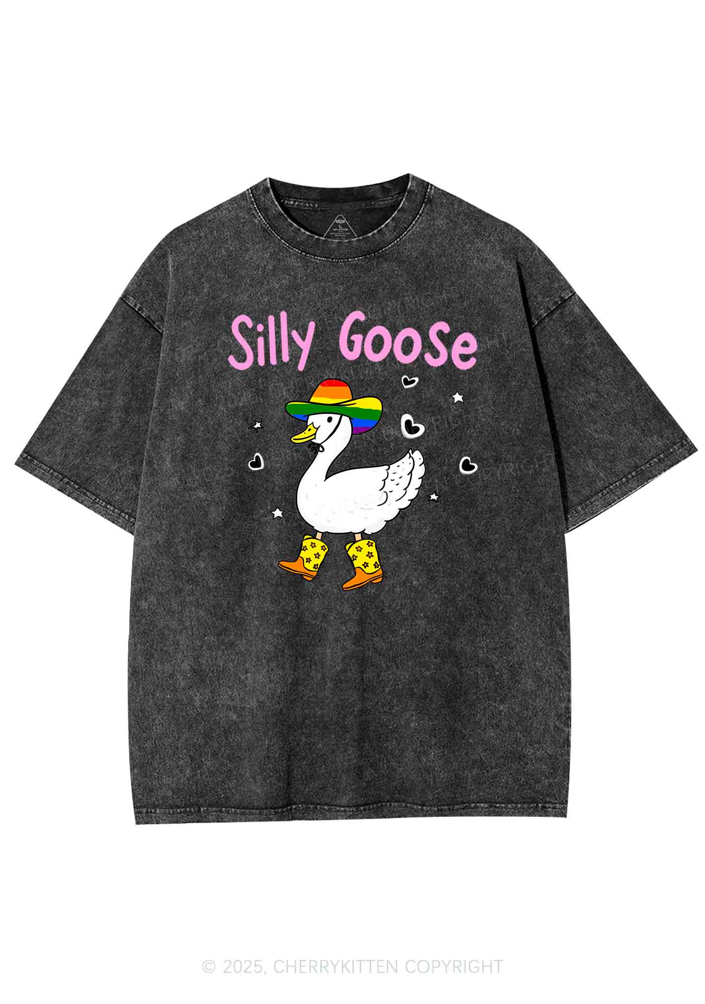 Silly Goose Pride Y2K Shirts Washed Tee Cherrykitten - Image 3