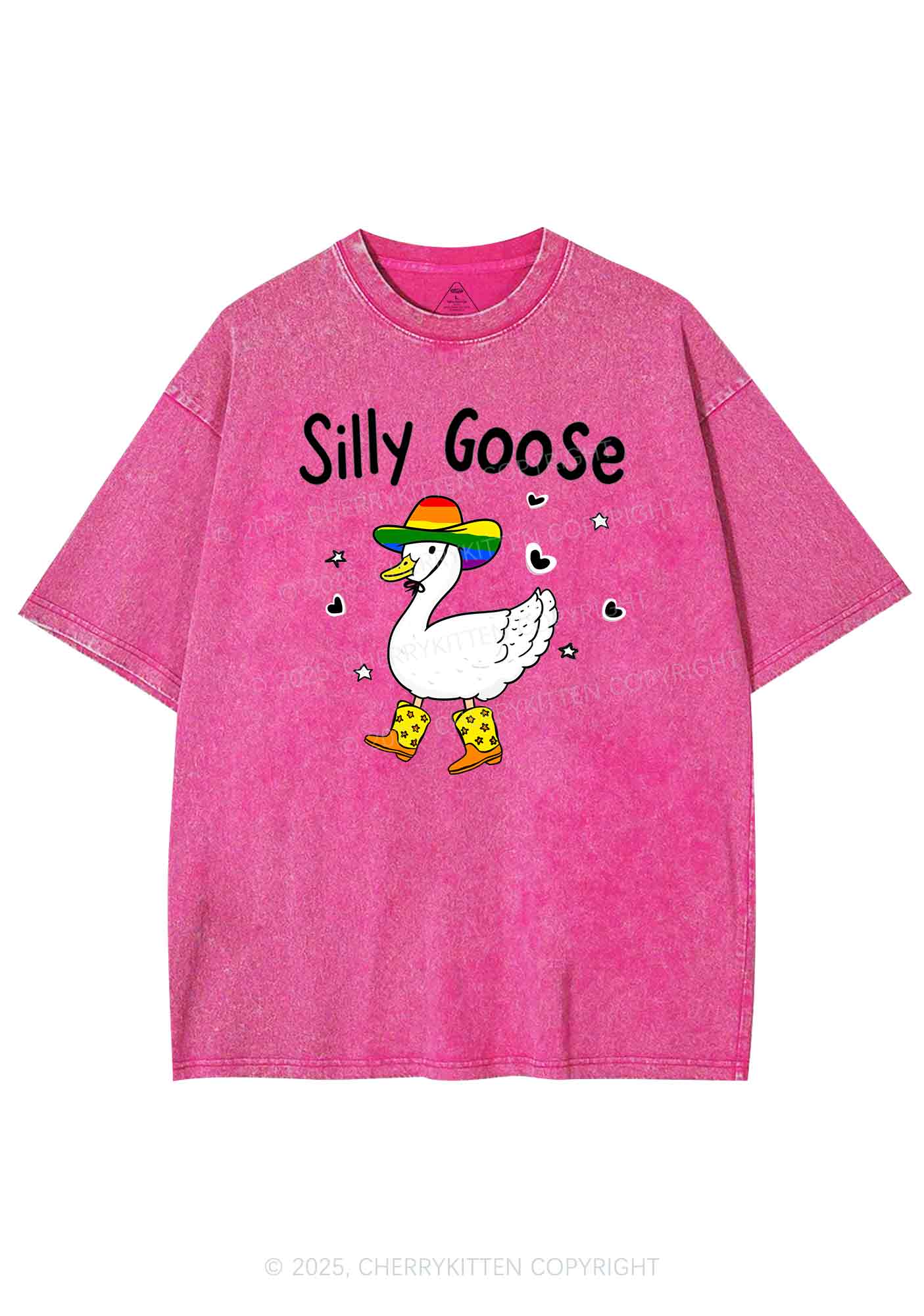 Silly Goose Pride Y2K Shirts Washed Tee Cherrykitten - Image 4