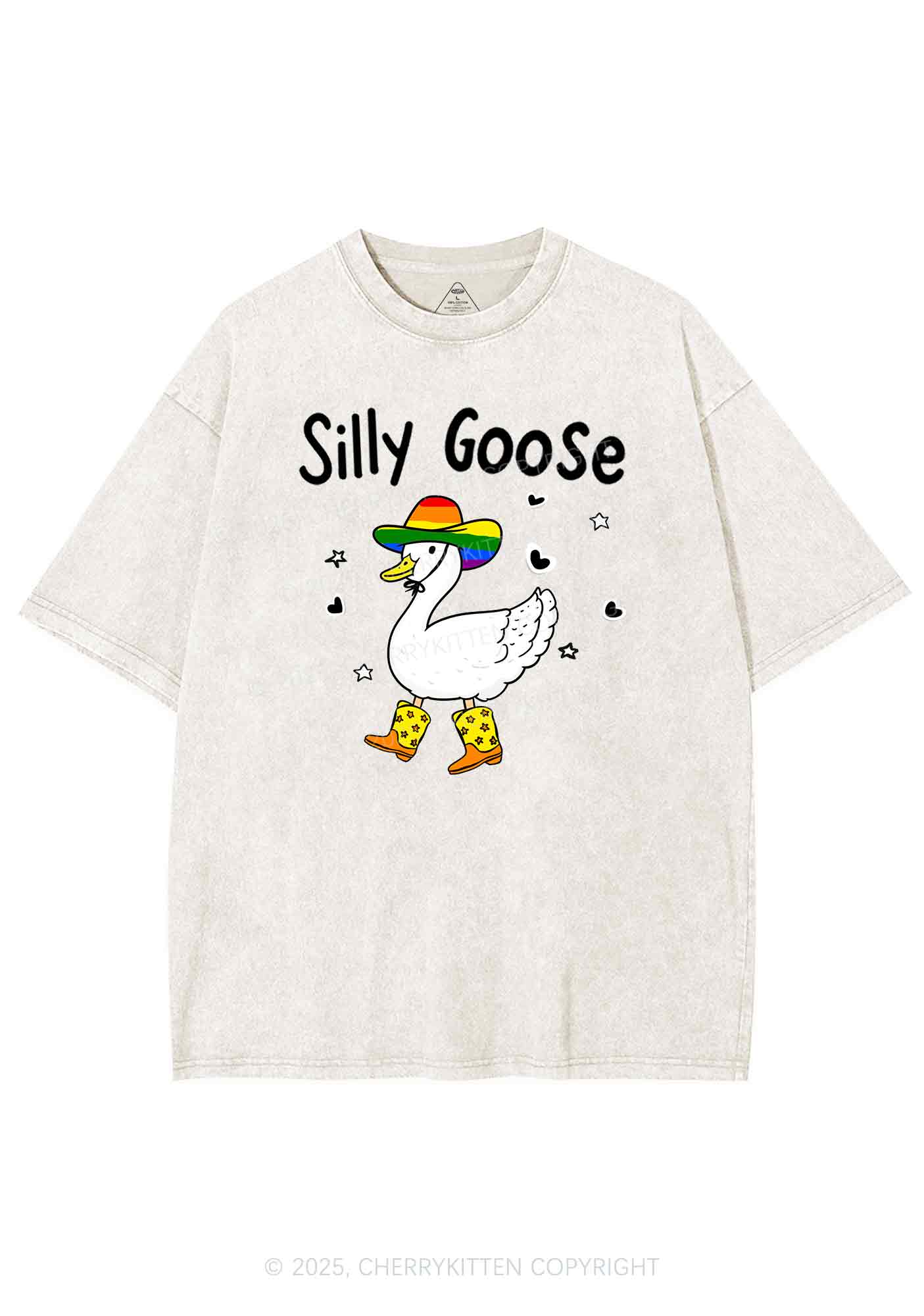 Silly Goose Pride Y2K Shirts Washed Tee Cherrykitten - Image 5